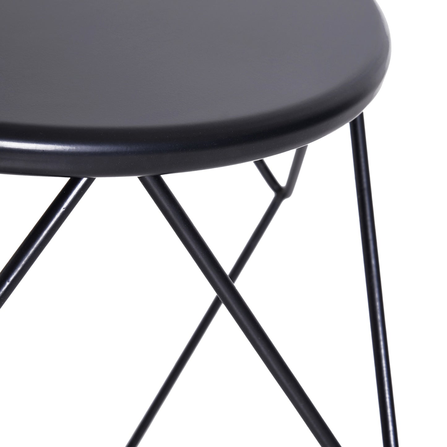 Nancy's Bismarck Salontafel - Bijzettafel - Nachtkastje - Rond Tafelblad - Diamant - 54 x 54 x 44 cm - Metaal - Mand - Opbergruimte - Zwart