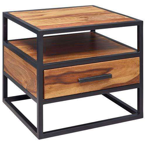 Nancy's Candelaria Bedside Table - Side Table - Chest of Drawers - Solid Sheesham Wood - 50 x 45 x 45 cm