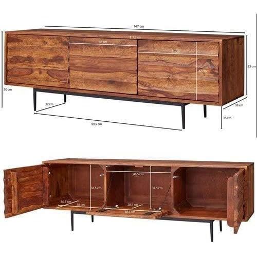 Nancy's Duna Dressoirs - TV-Kast - TV Meubel - Lowboard - Massief Sheeshamhout - ± 150 x 40 x 50 cm