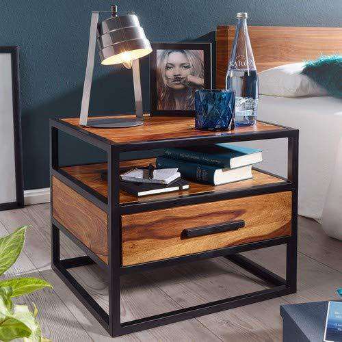 Nancy's Candelaria Bedside Table - Side Table - Chest of Drawers - Solid Sheesham Wood - 50 x 45 x 45 cm