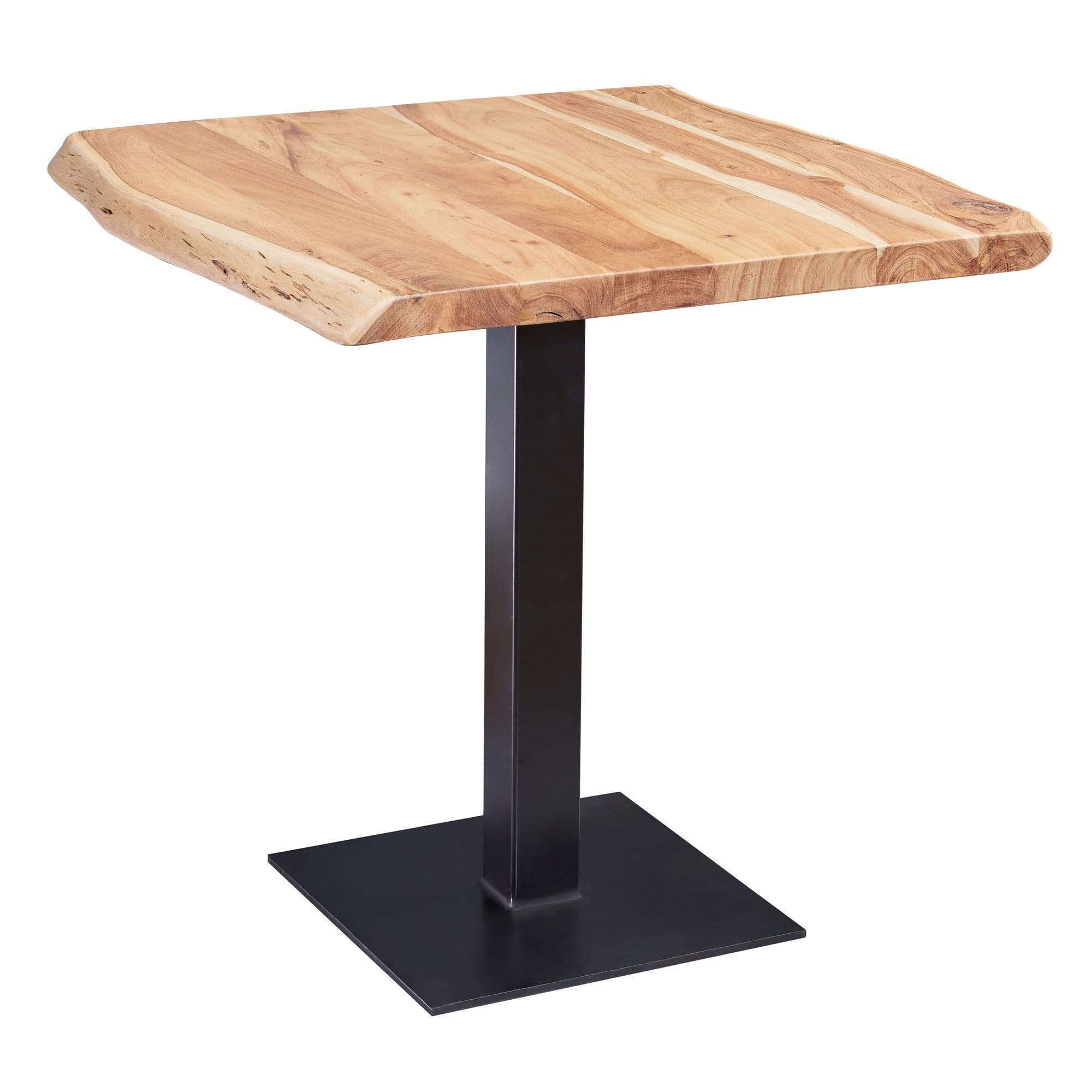 Table à manger Trunala de Nancy - Table de salle à manger - Table de cuisine - Bois d'acacia massif / Acier - 80 x 75 x 75 cm