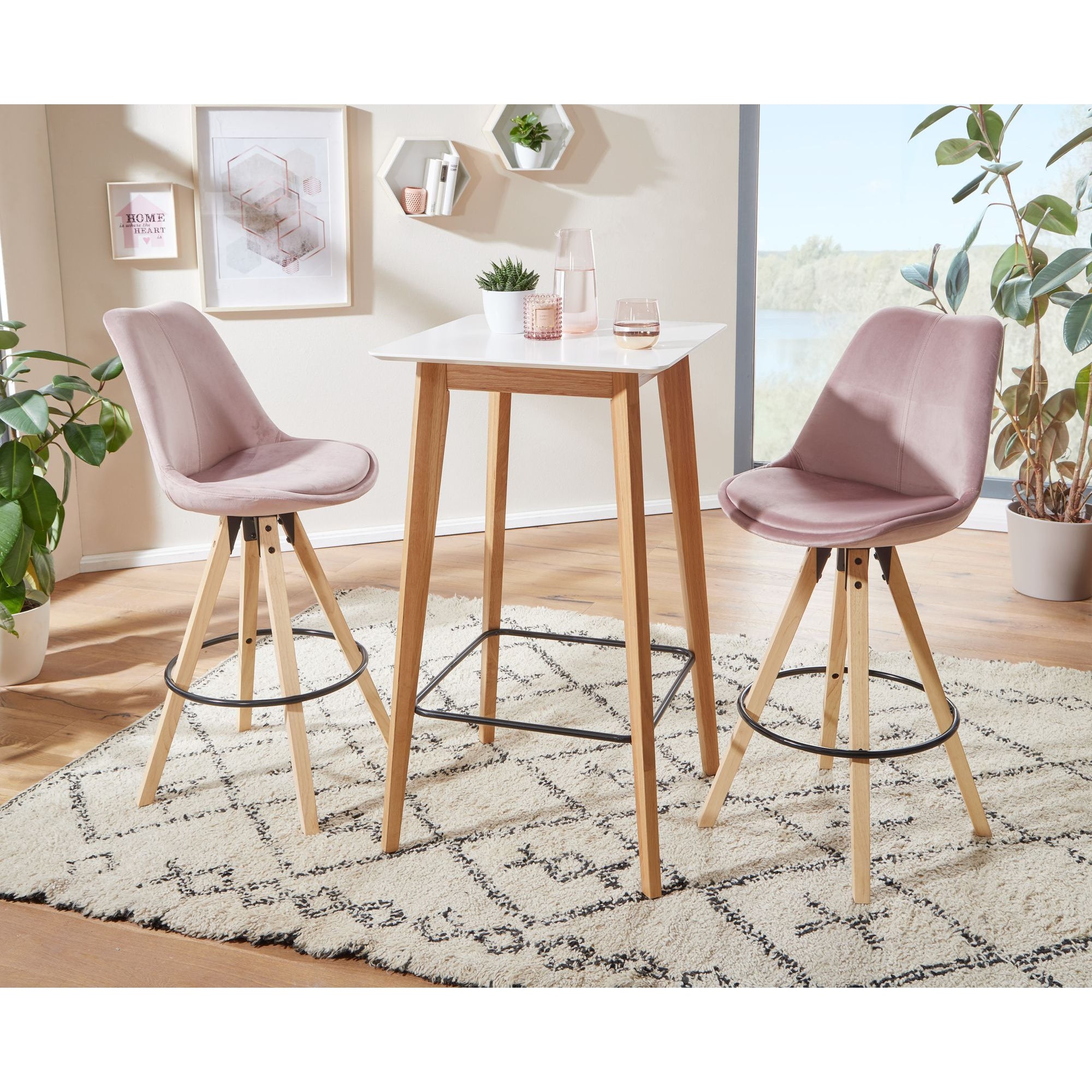 Nancy's Nahant Bar Table - High Table - Standing Table - Scandinavian - White / Brown - Oak - 60 x 60 x 110 cm