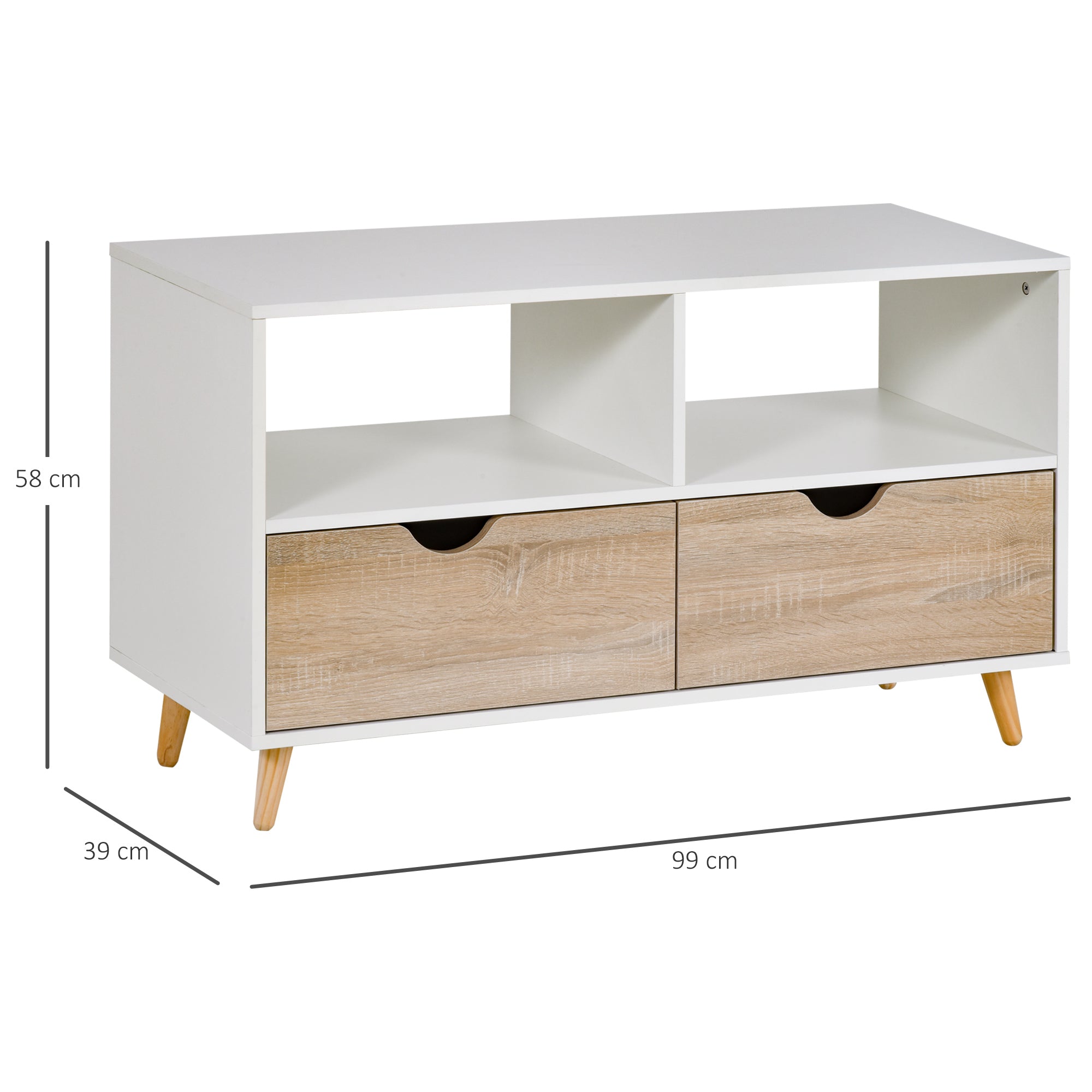 Nancy's Trinidad TV Meubel - TV-Dressoir - Glas - Opbergkast - Wit - 99 x 39 x 58 cm