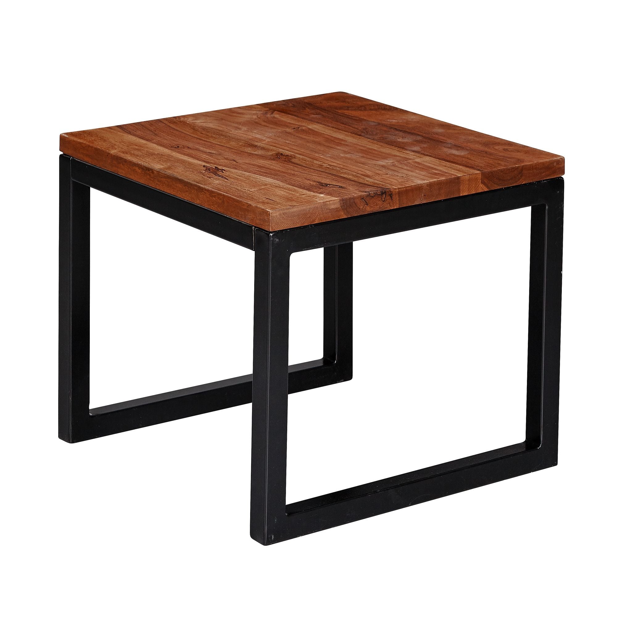 Nancy's Watervliet Bijzettafel - Massief Houten Bijzettafel - Tafel - Salontafel - Koffietafel - Sheesham Hout - 45 x 40 x 45 cm - Bruin - Zwart