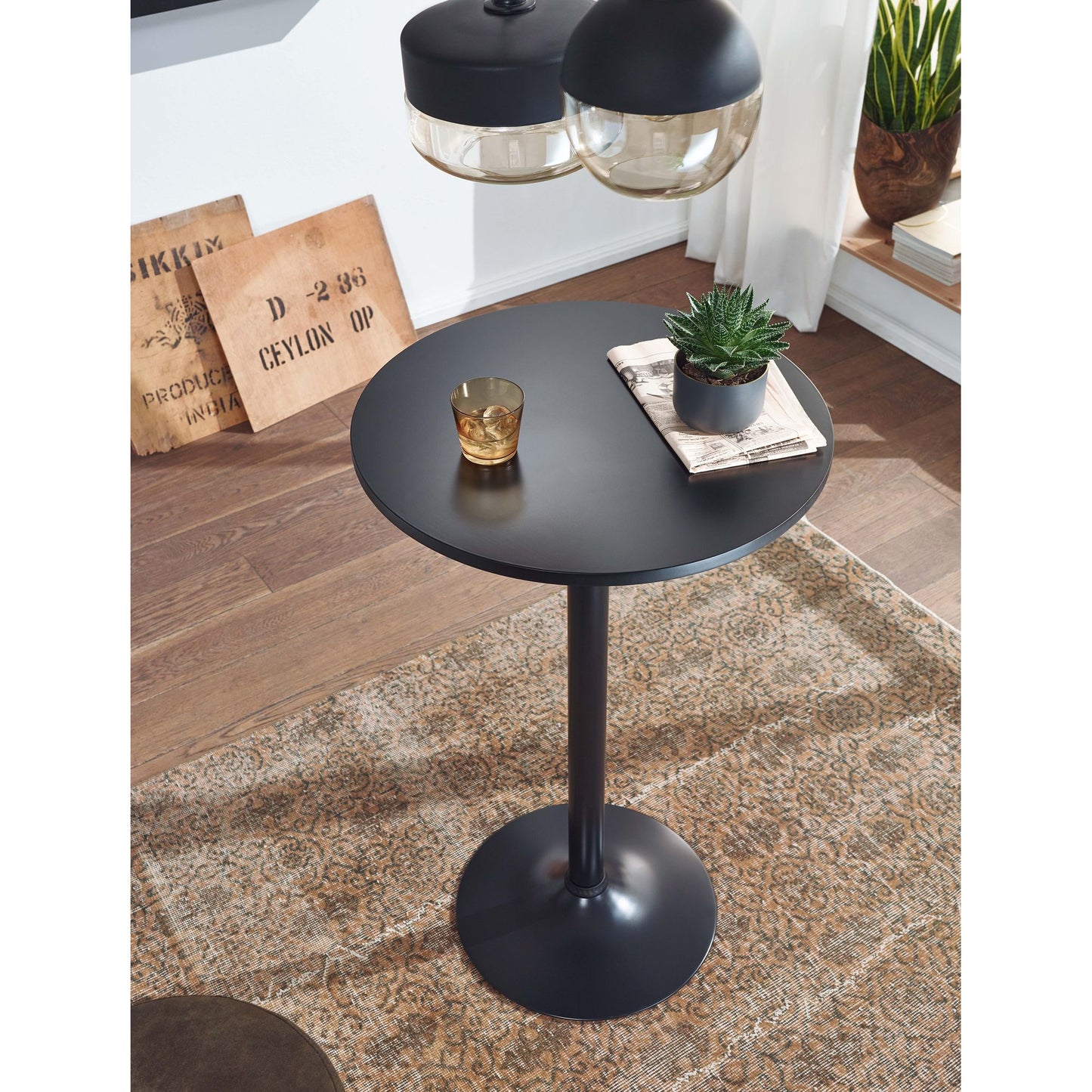 Nancy's Carlsbad Statafel - Hoge Tafel - Bistrotafel - Ronde Statafel - Bartafel - Zwart - MDF / Staal - Ø 60 cm