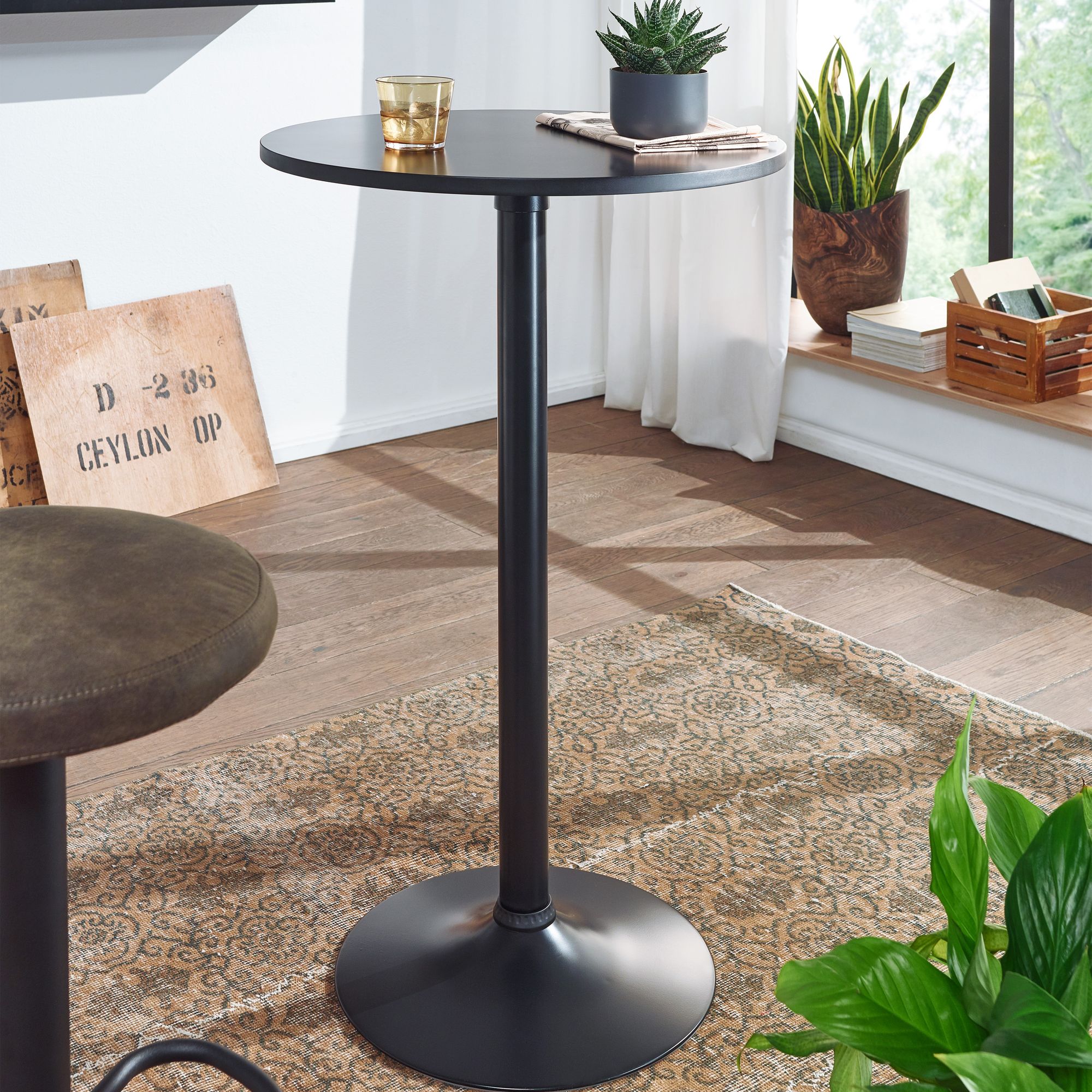 Nancy's Carlsbad Bar Table - High Table - Bistro Table - Round Bar Table - Bar Table - Black - MDF / Steel - Ø 60 cm