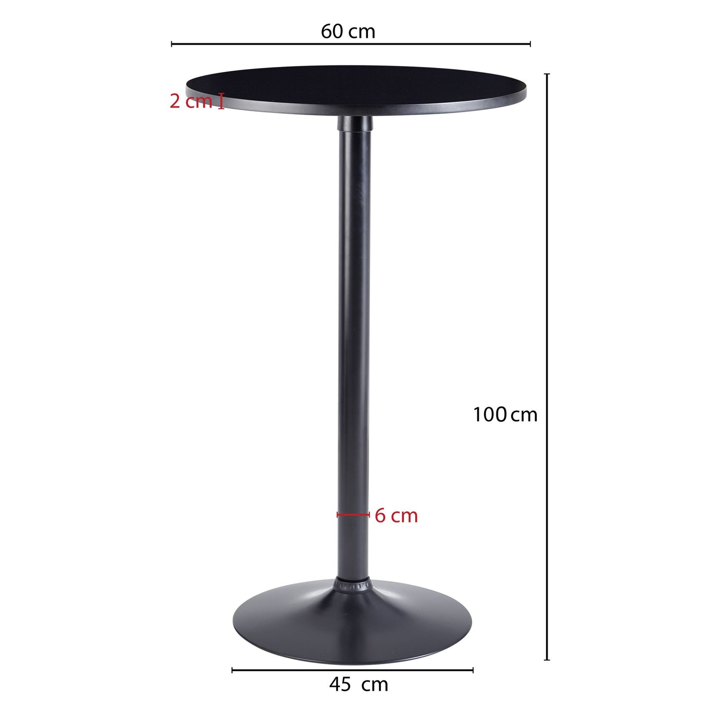 Nancy's Carlsbad Statafel - Hoge Tafel - Bistrotafel - Ronde Statafel - Bartafel - Zwart - MDF / Staal - Ø 60 cm