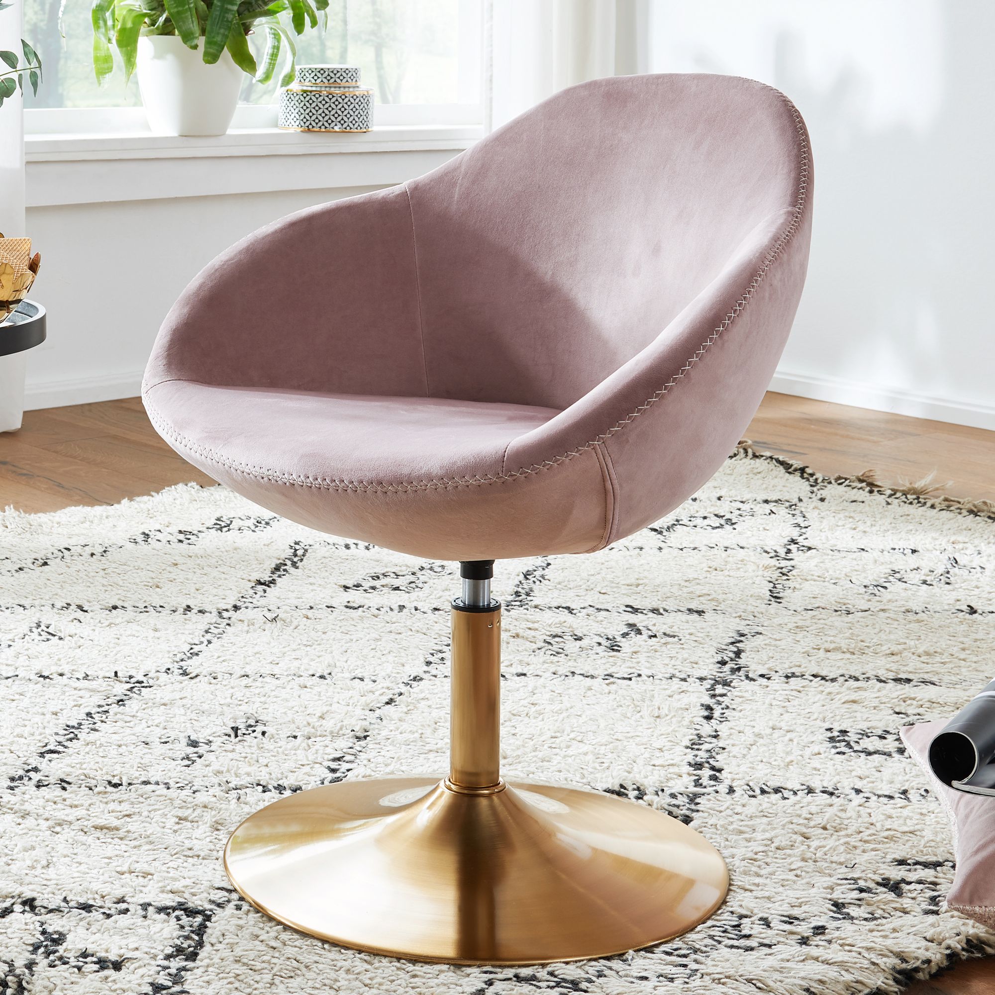 Nancy's Sherman Loungestoel - Relax Fauteuil - Fauteuil - Bureaustoel - Kuipstoel - Fluweel - Roze