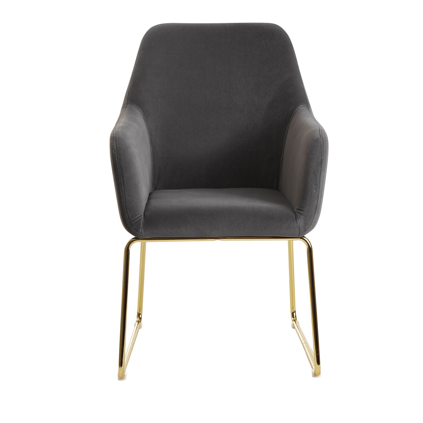 Nancy's Bountiful Eetkamerstoel - Keukenstoel - Stoel - Fauteuil - Fluweel - Metaal - Lichtgrijs/Donkergrijs - Goud - Gestoffeerd