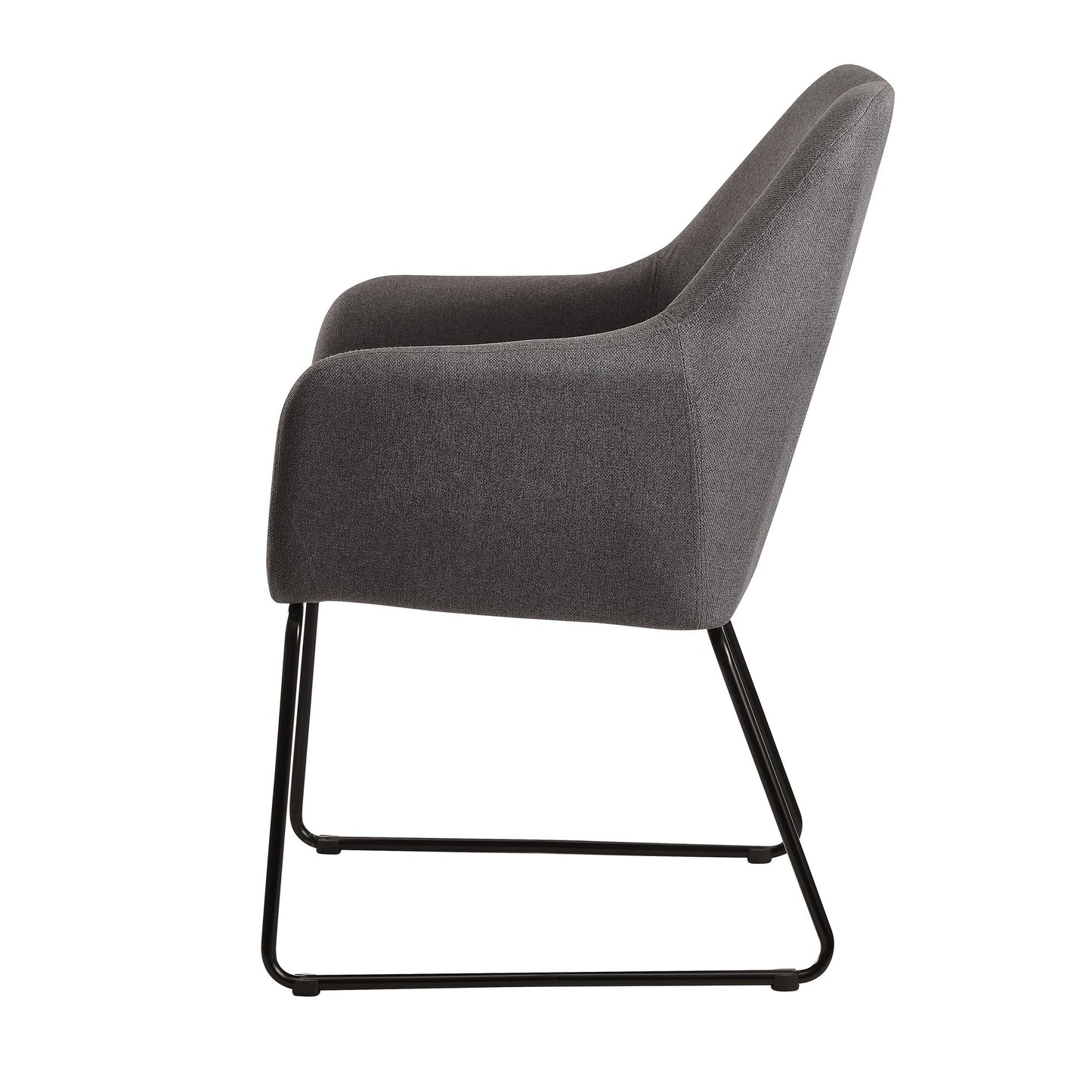 Nancy's Fillmore Eetkamerstoel - Keukenstoel - Stoel - Fauteuil - Gestoffeerd - Metaal - Donkergrijs/Lichtgrijs - Zwart/Zilver