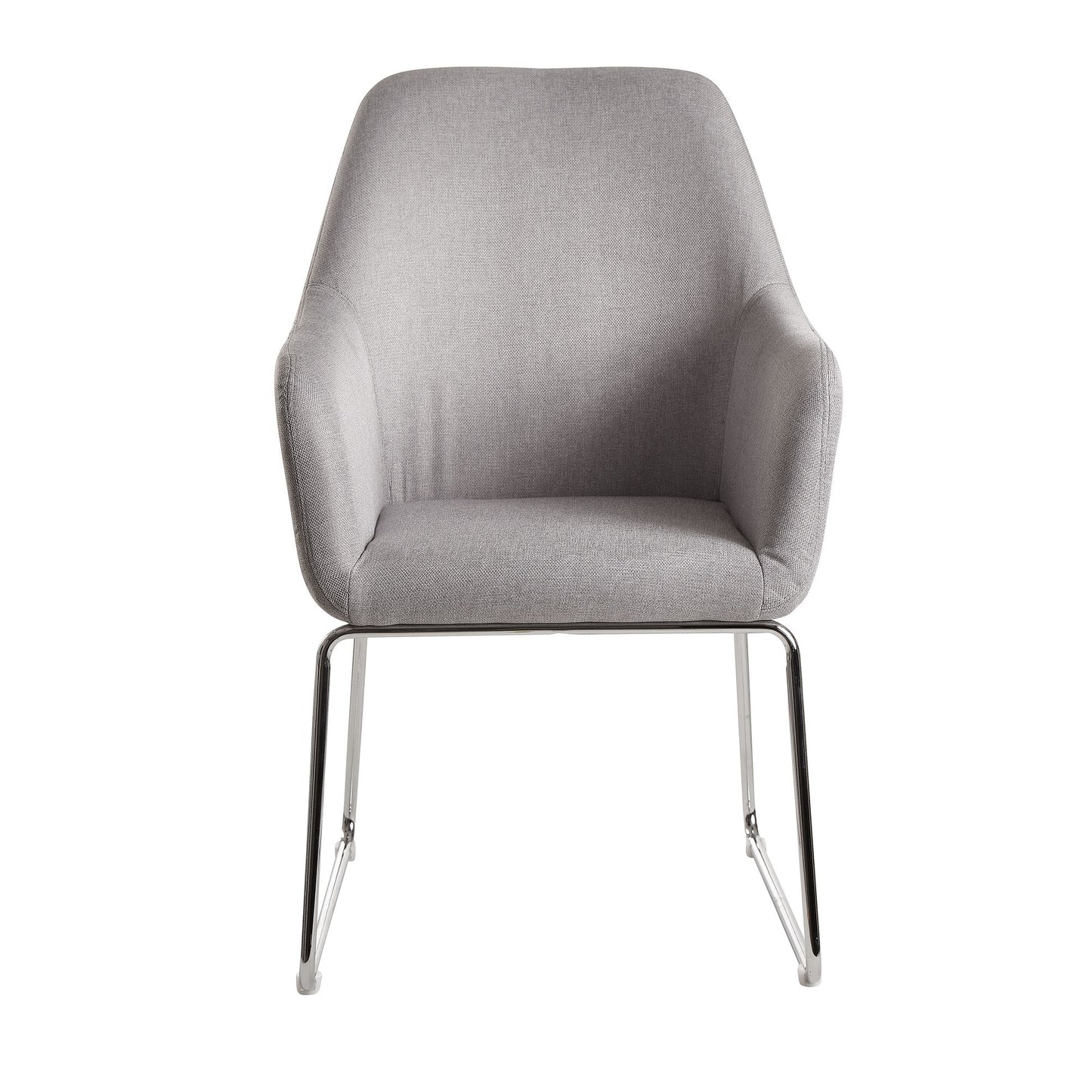 Nancy's Fillmore Eetkamerstoel - Keukenstoel - Stoel - Fauteuil - Gestoffeerd - Metaal - Donkergrijs/Lichtgrijs - Zwart/Zilver