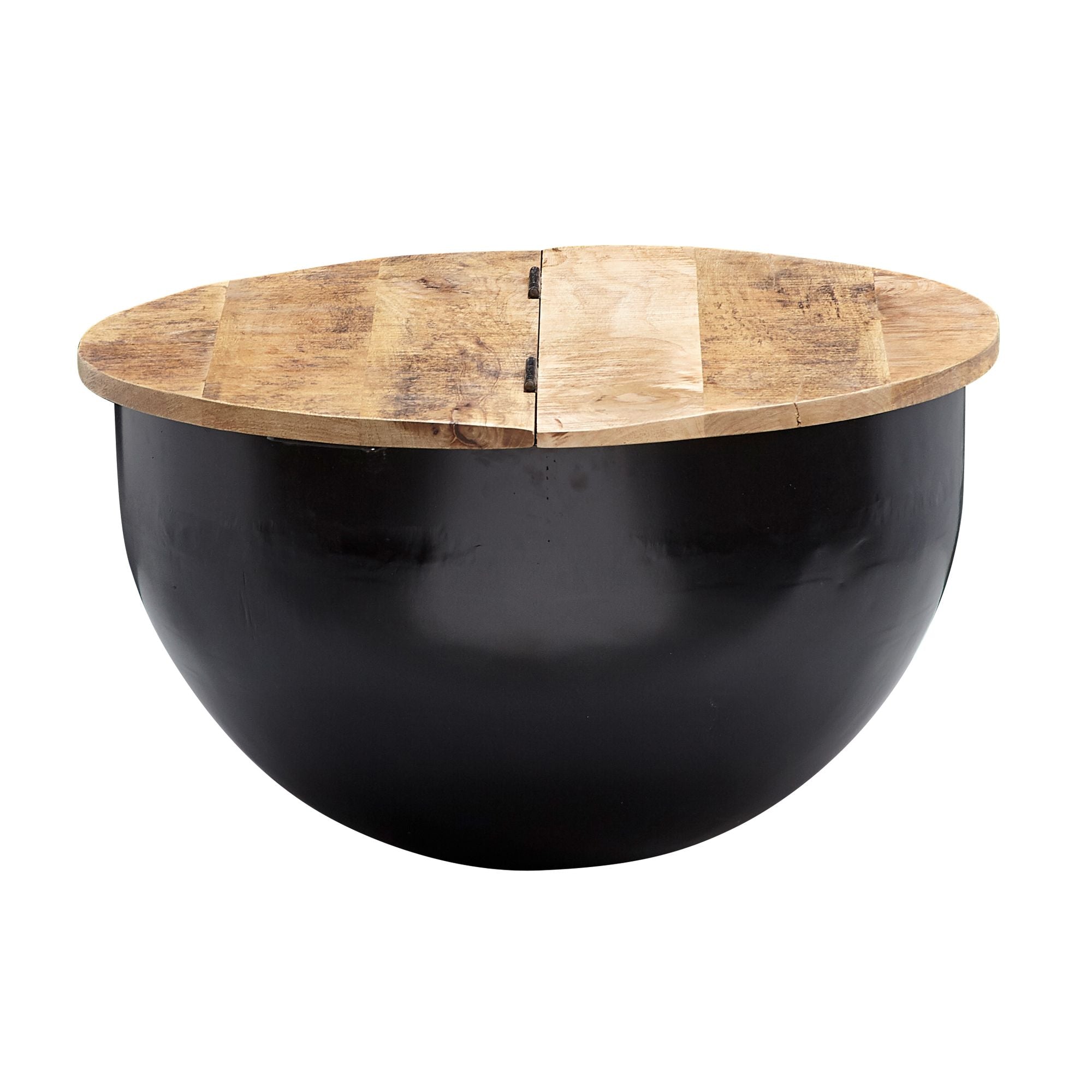 Nancy's Pembina Coffee Table - Coffee Table - Side Table - Brown / Black - Recycled Solid Mango Wood / Steel - ± Ø 60 x 35 cm
