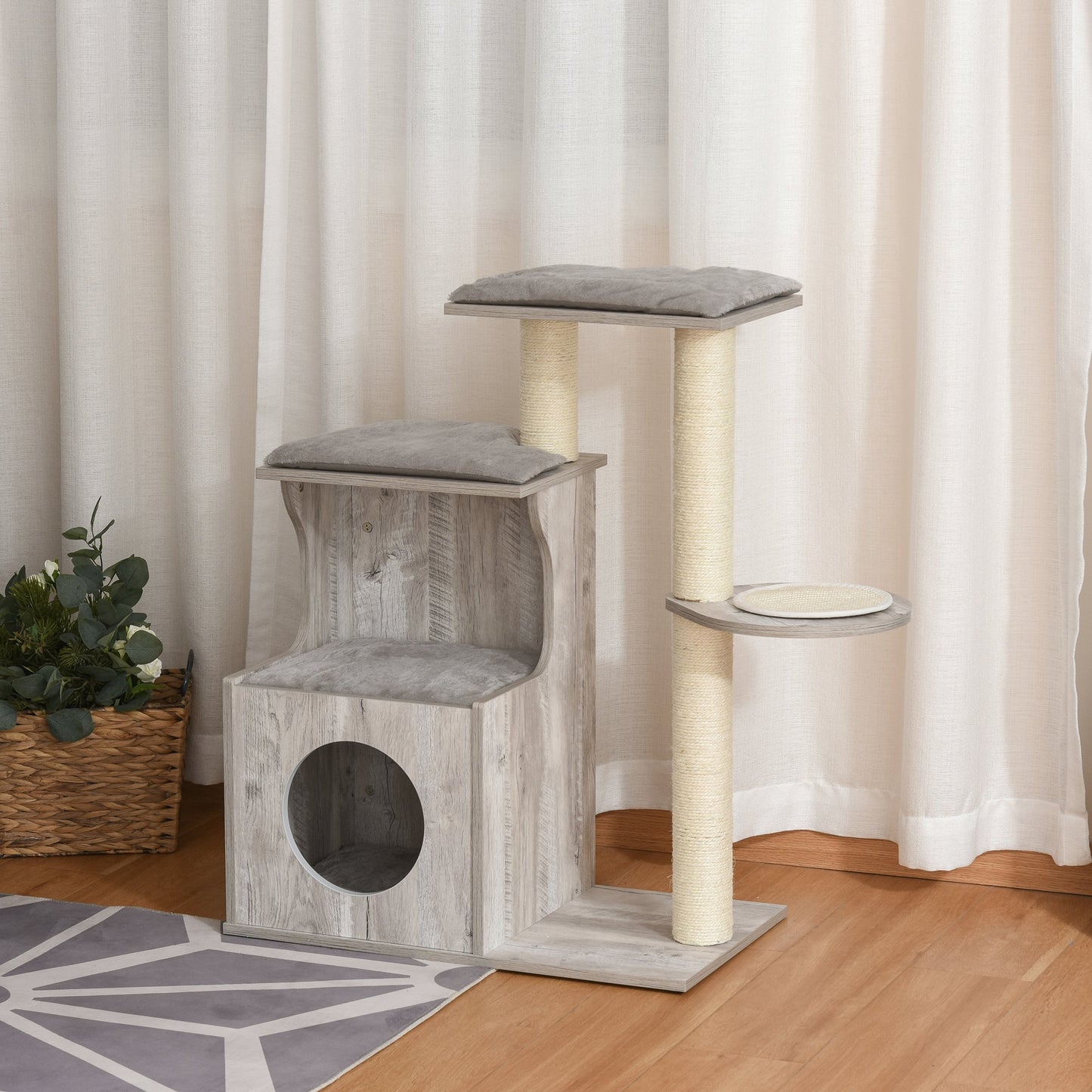 Nancy's Glenwood Springs Krabpaal - Klimboom - Kattengrot - MDF - Grijs - 66 x 38 x 88 cm