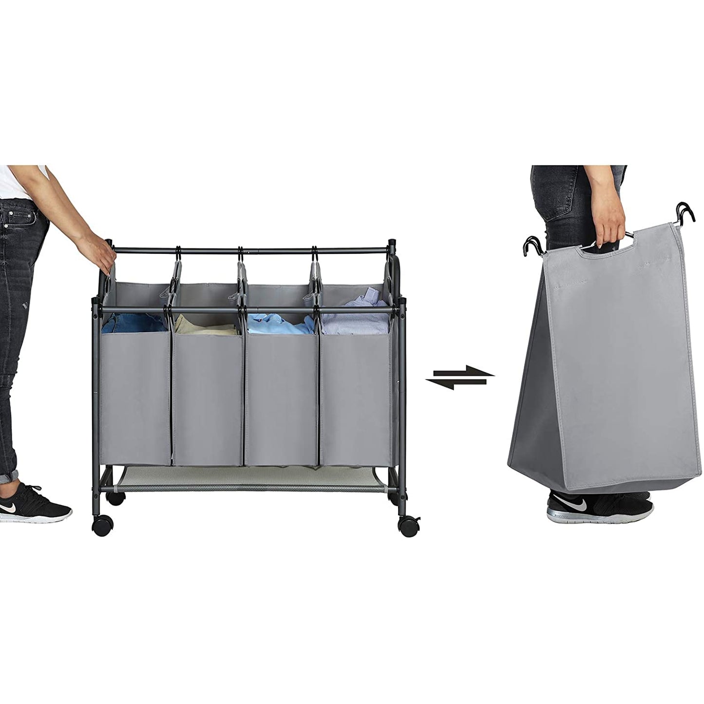 Nancy's Barcarena Wassorteerder - Wasmand - Wasbox - Grijs - 4 x 35 Liter