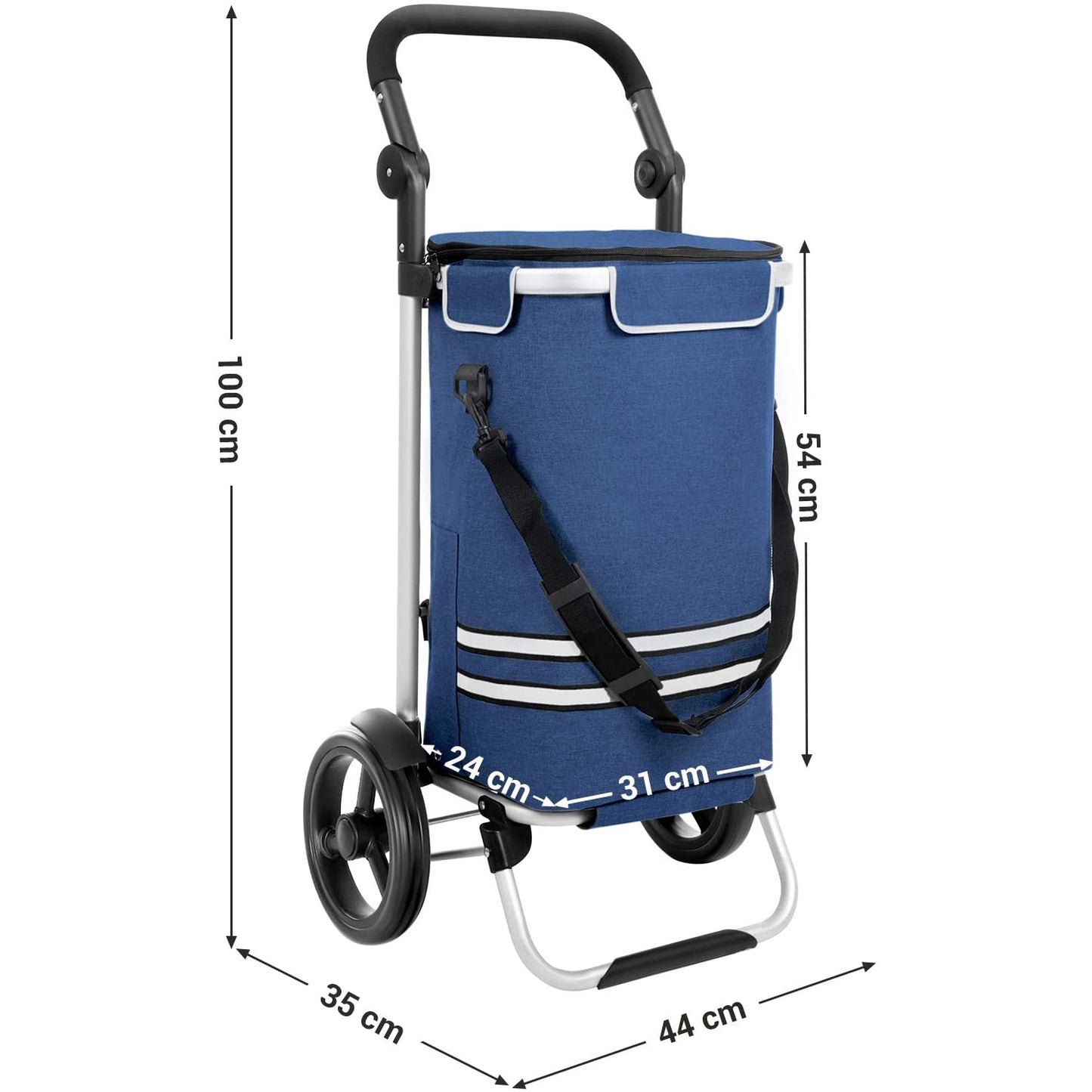 Nancy's Moscavide Boodschappentrolley - Trolley op Wielen - Boodschappenkar - Met Koelvak - Blauw - 35 liter