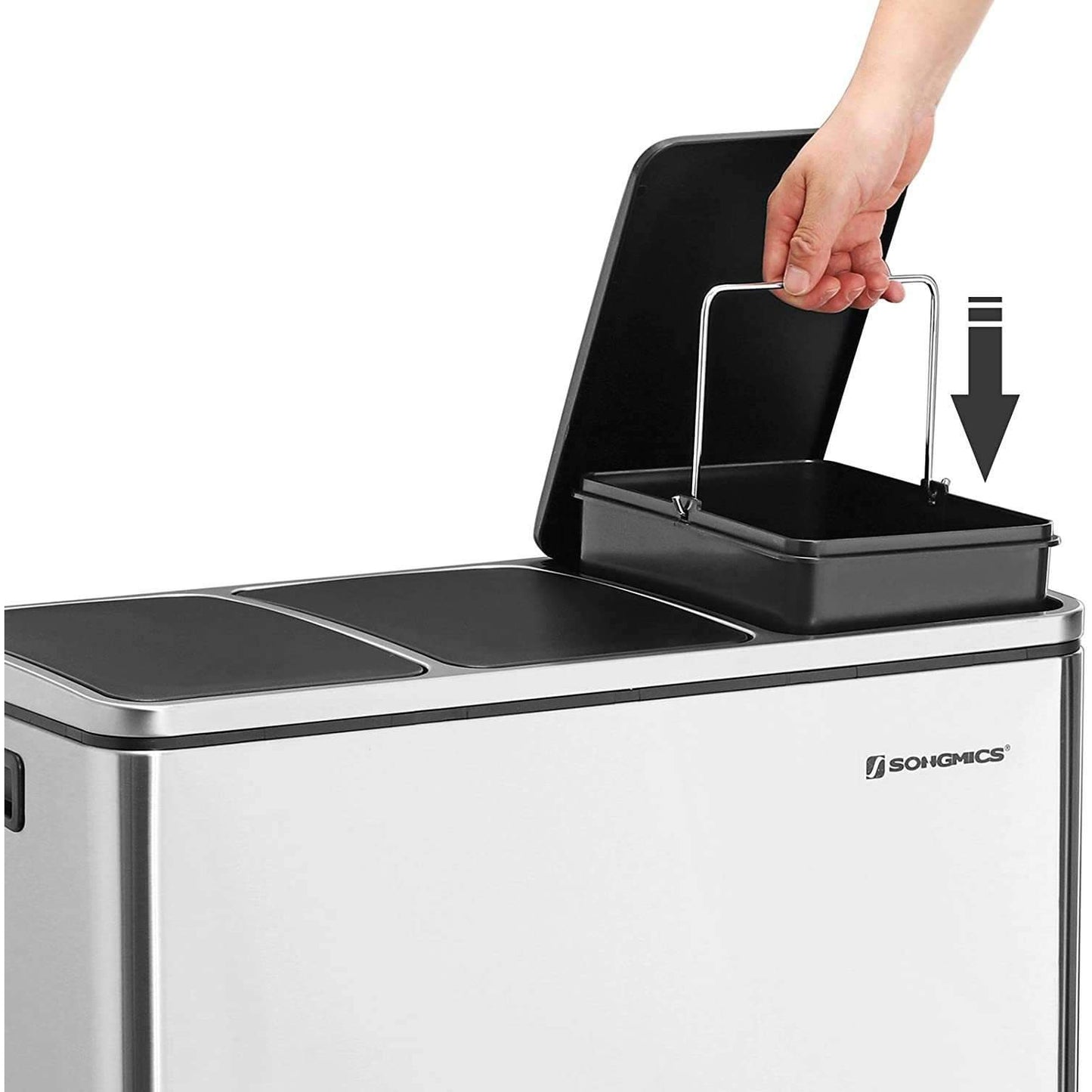 Nancy's Macao Prullenbak - Afvalscheiding - Pedaalemmer - Afvalemmer - Zilver / Zwart - RVS - 54 Liter