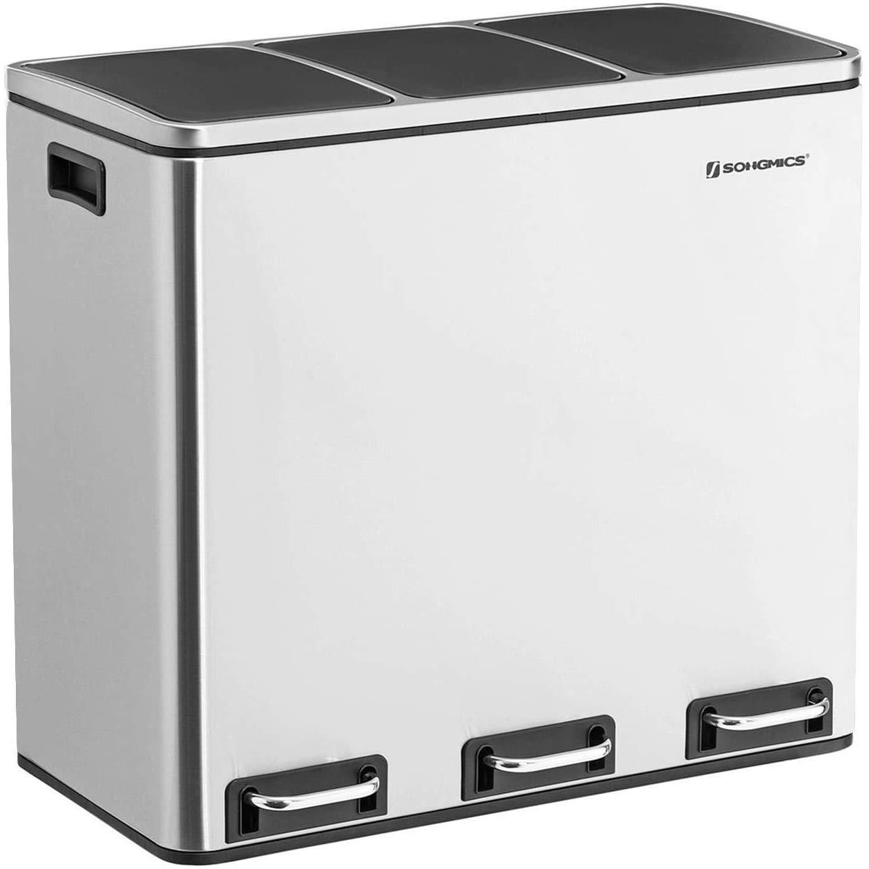 Nancy's Macao Prullenbak - Afvalscheiding - Pedaalemmer - Afvalemmer - Zilver / Zwart - RVS - 54 Liter