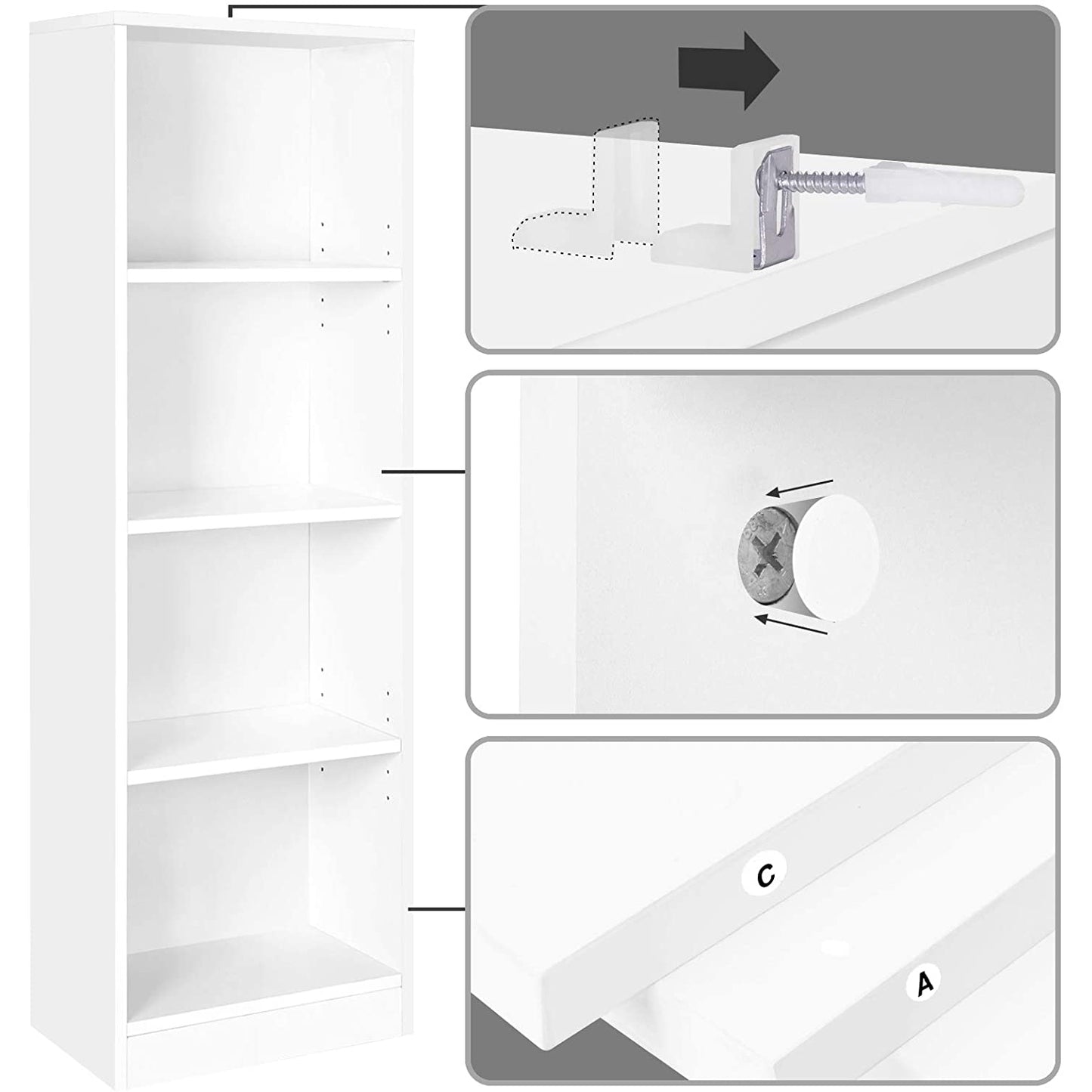 Nancy's Boekenkast Met 4 Vakken - 121,5CM Archiefkast - Kast