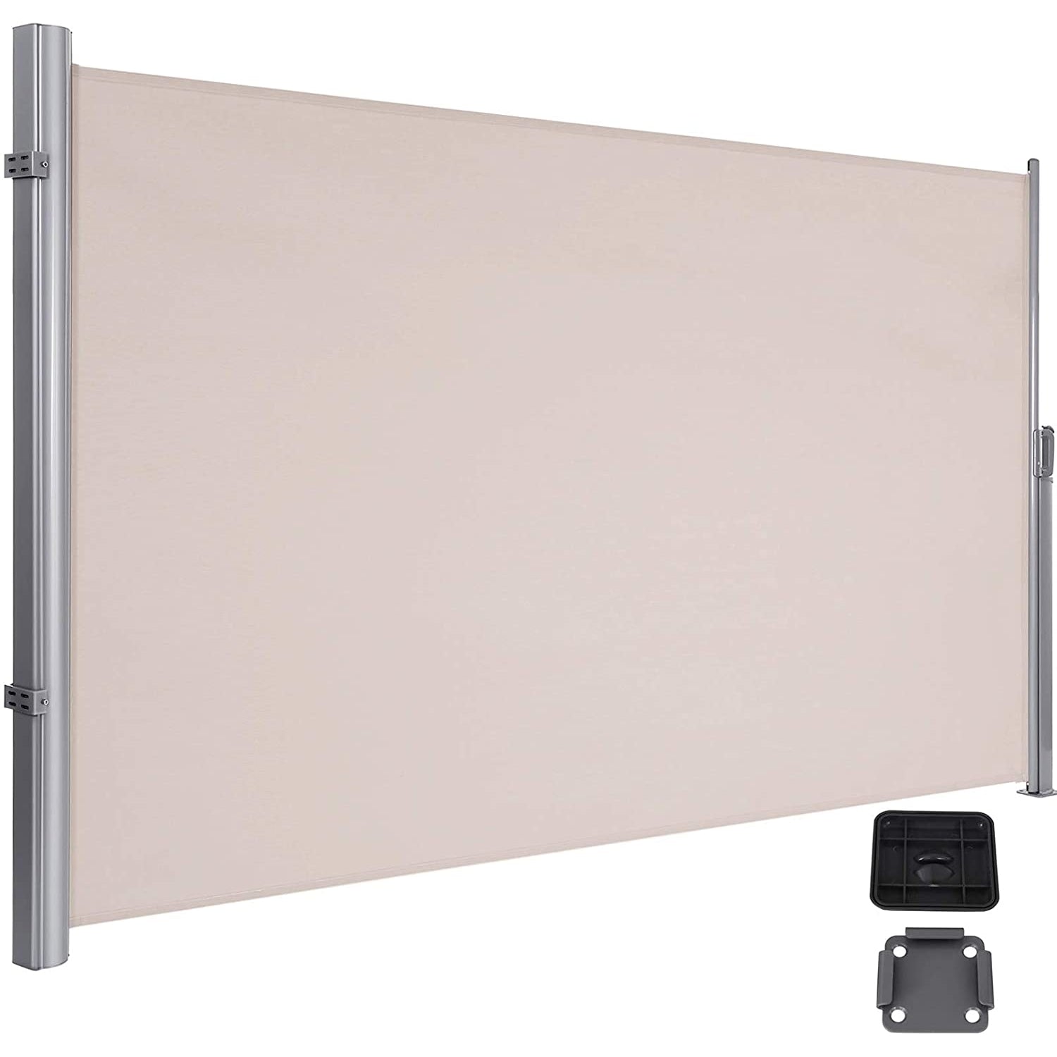 Nancy's Tysons Zijluifel - Zonwering - Privacyscherm - Uittrekbaar - Aluminium - Polyester - Taupe/Beige/Grijs - 1.6/1.8/2 x 3.5/4 m