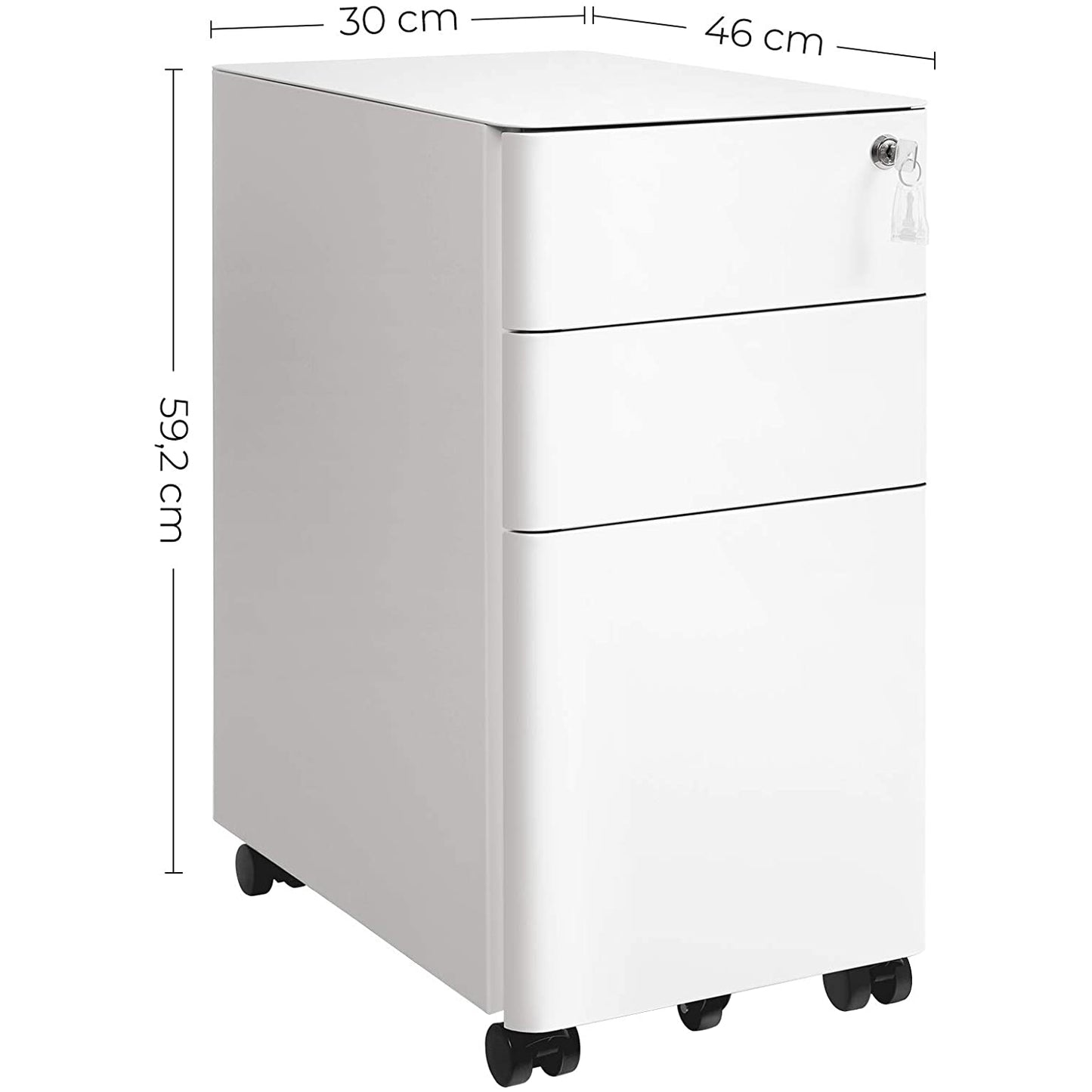 Nancy's Lynn Archiefkast - Ladeblok - Kantoorkast - Wit - Staal - ± 30 x 45 x 60 cm