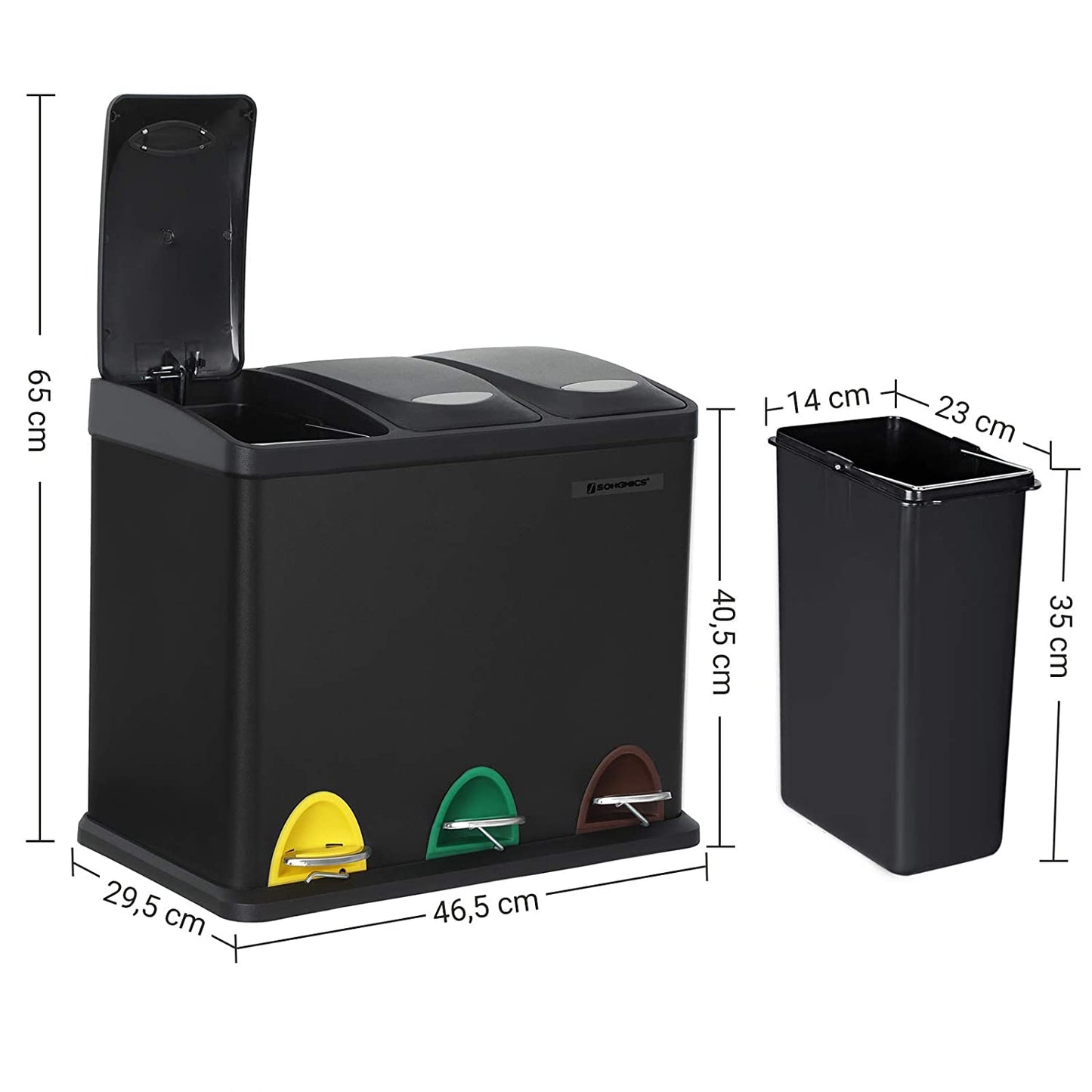 Nancy's Hawkesbury Prullenbak - Afvalscheiding - Pedaalemmer - Afvalemmer - Zwart - 24 Liter