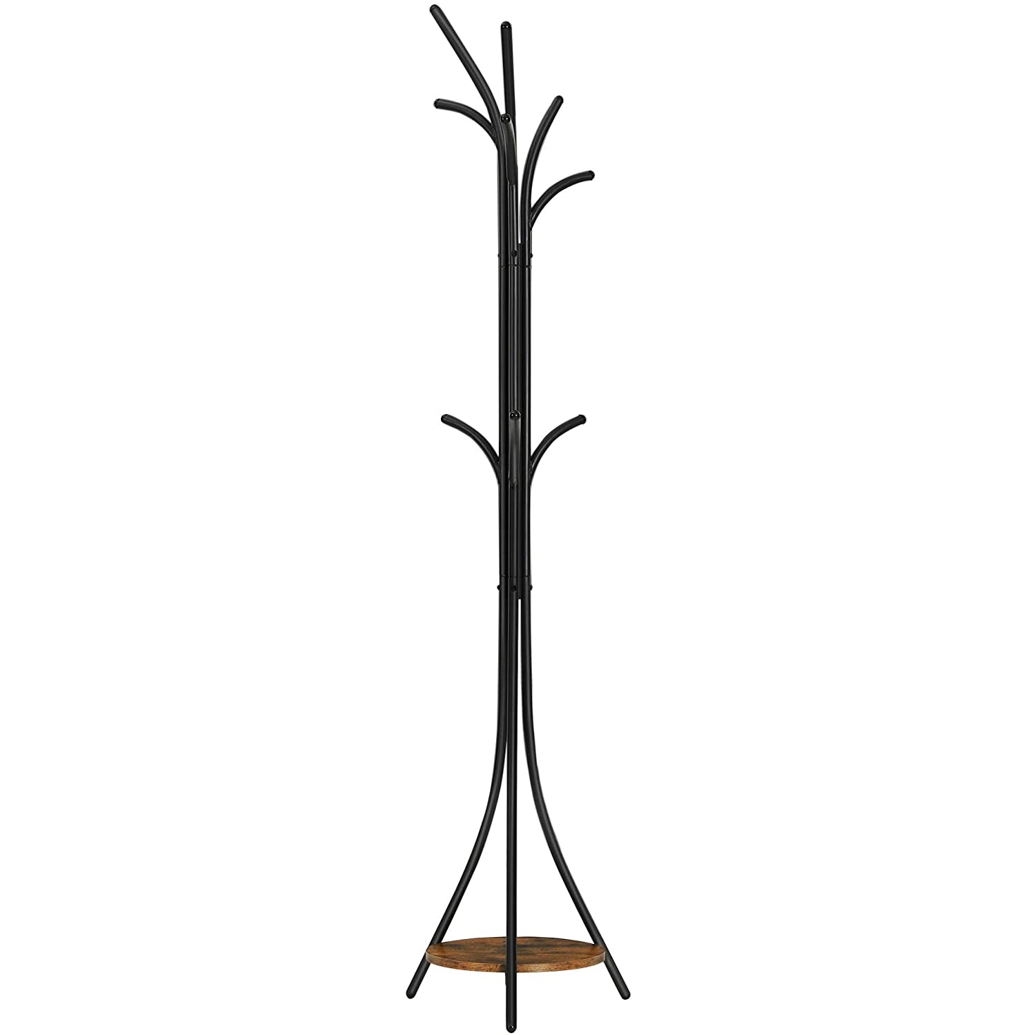 Nancy's Presidio Kapstok - Legplank - 6 Haken - 41 x 41 x 183.5 cm - Industrieel - Bruin - Zwart - Bewerkt Hout - Metaal