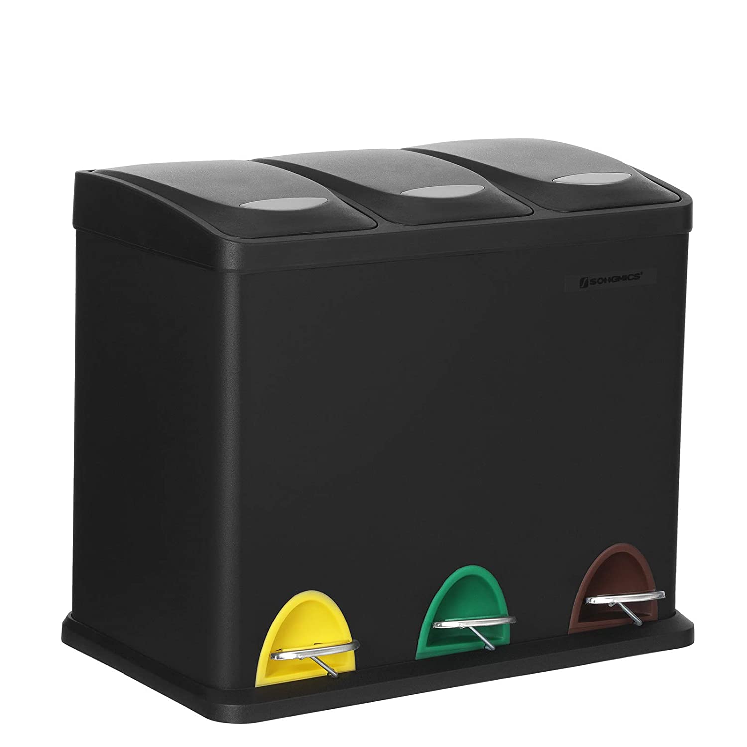 Poubelle Nancy's Hawkesbury - Tri des déchets - Poubelle à pédale - Poubelle - Noir - 24 Litres