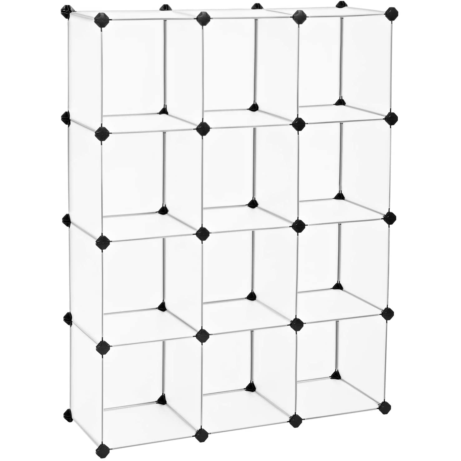 Nancy's Morton Opbergrek - Vakkenkast - Kunststof - Plankensysteem - Verstelbaar - Wit - Transparant - 93 x 31 x 123 cm