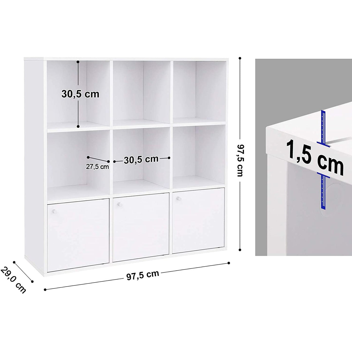 Nancy's Naduro Boekenkast - Vakkenkast - Opbergkast - Wit - ± 100 x 30 x 100 cm