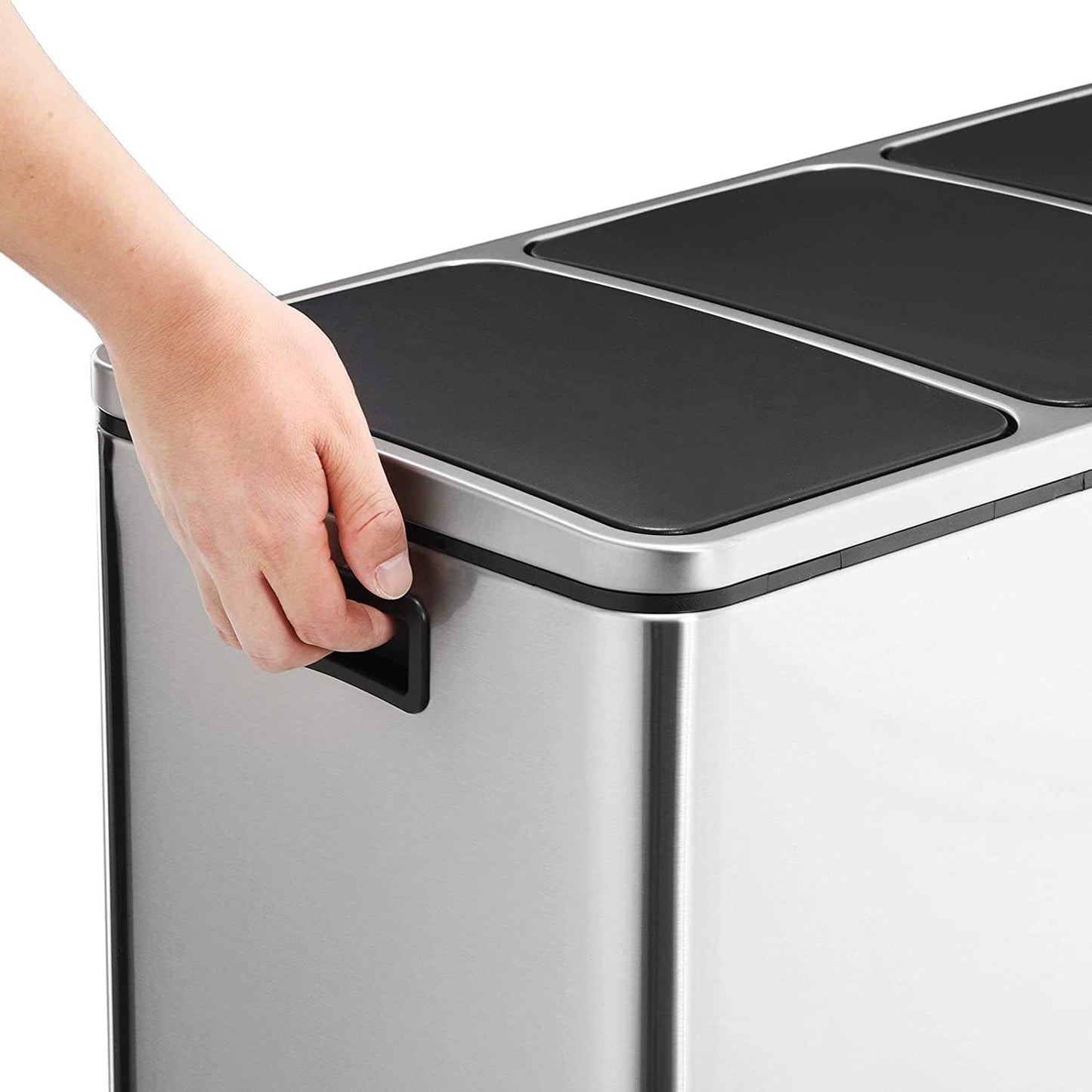 Nancy's Macao Prullenbak - Afvalscheiding - Pedaalemmer - Afvalemmer - Zilver / Zwart - RVS - 54 Liter