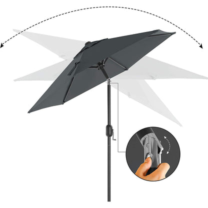 Nancy's Heber Parasol - Tuinparasol - UV-Bescherming - UPF 50+ - Metaal - Buigbaar - Grijs - 200 cm
