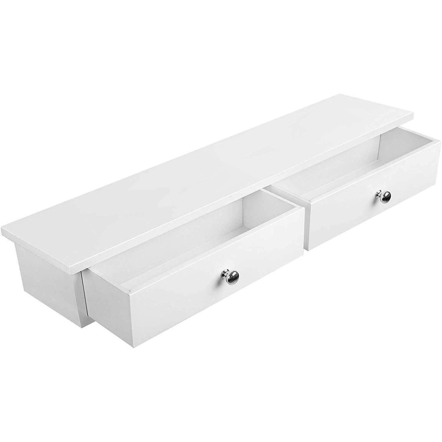 Nancy's Zwevende Wandplank Met 2 Lades - Wit - Wandplank