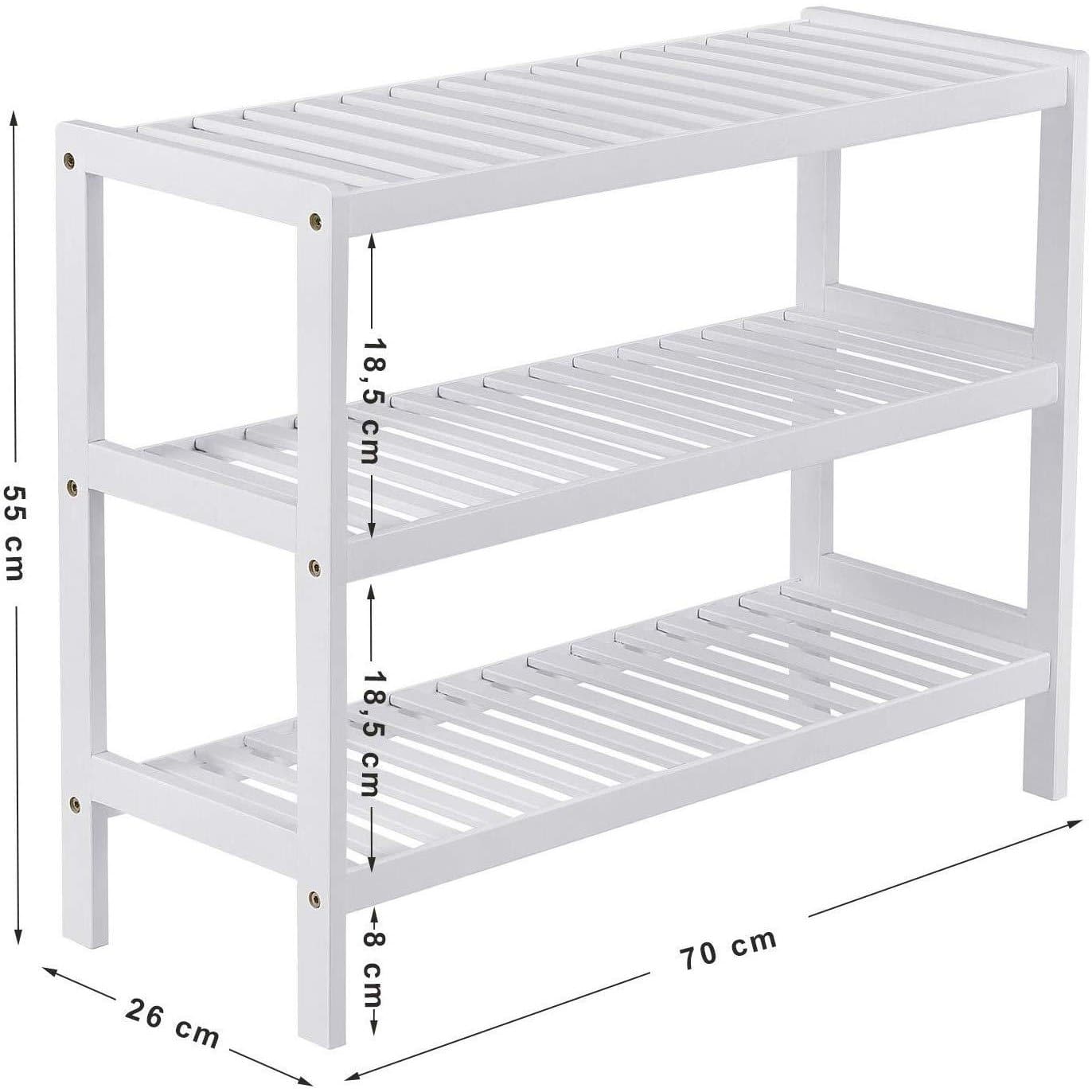 Nancy's Boliqueime Schoenenrek - Schoenenbank - Opbergrek - Voor 12 Paar Schoenen - Wit - Bamboe - ± 70 x 30 x 10 cm