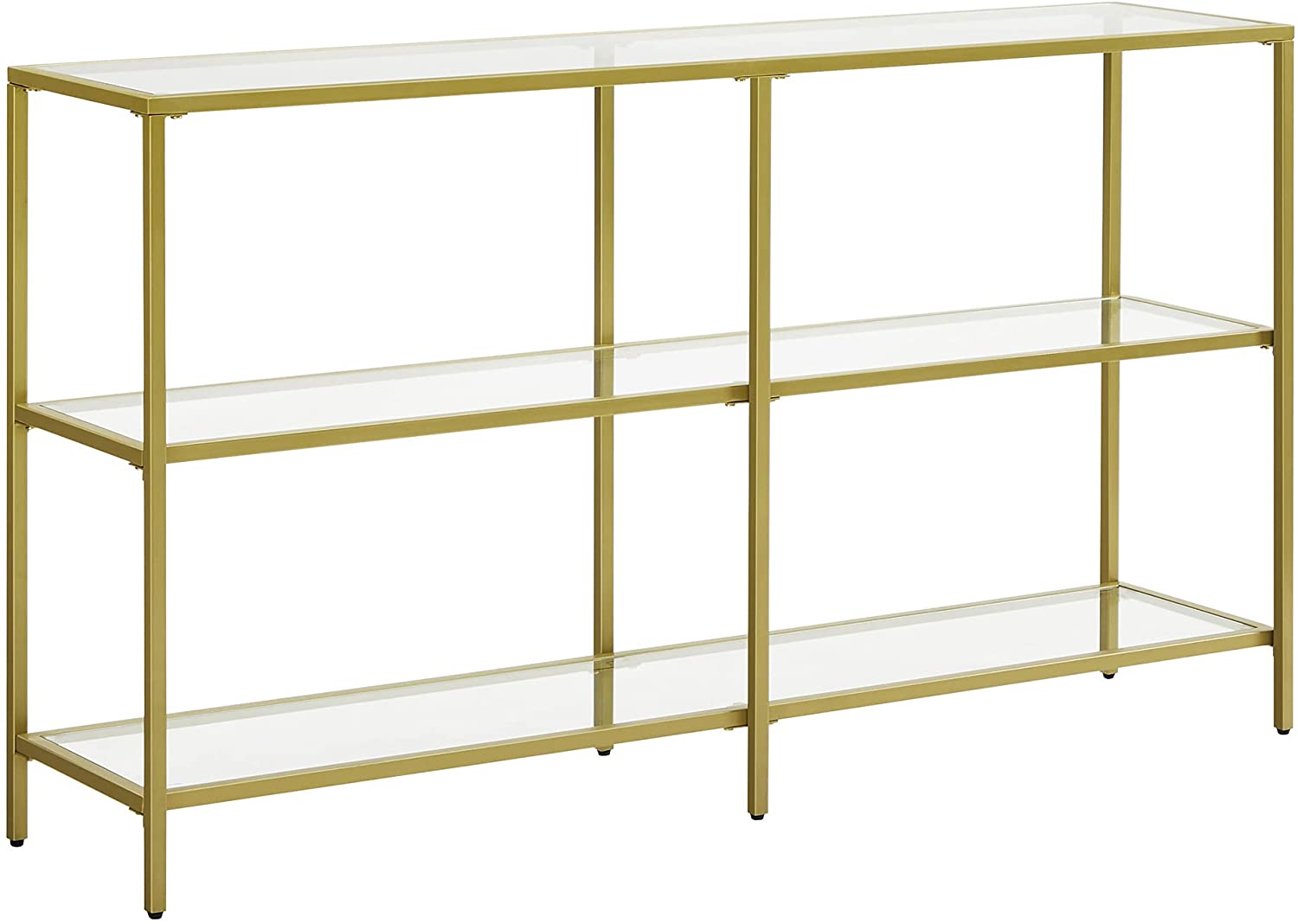 Nancy's Granada Sidetable - Consoletafel - 3 Niveaus - Goud - Glas / Staal - ± 130 x 30 x 70 cm