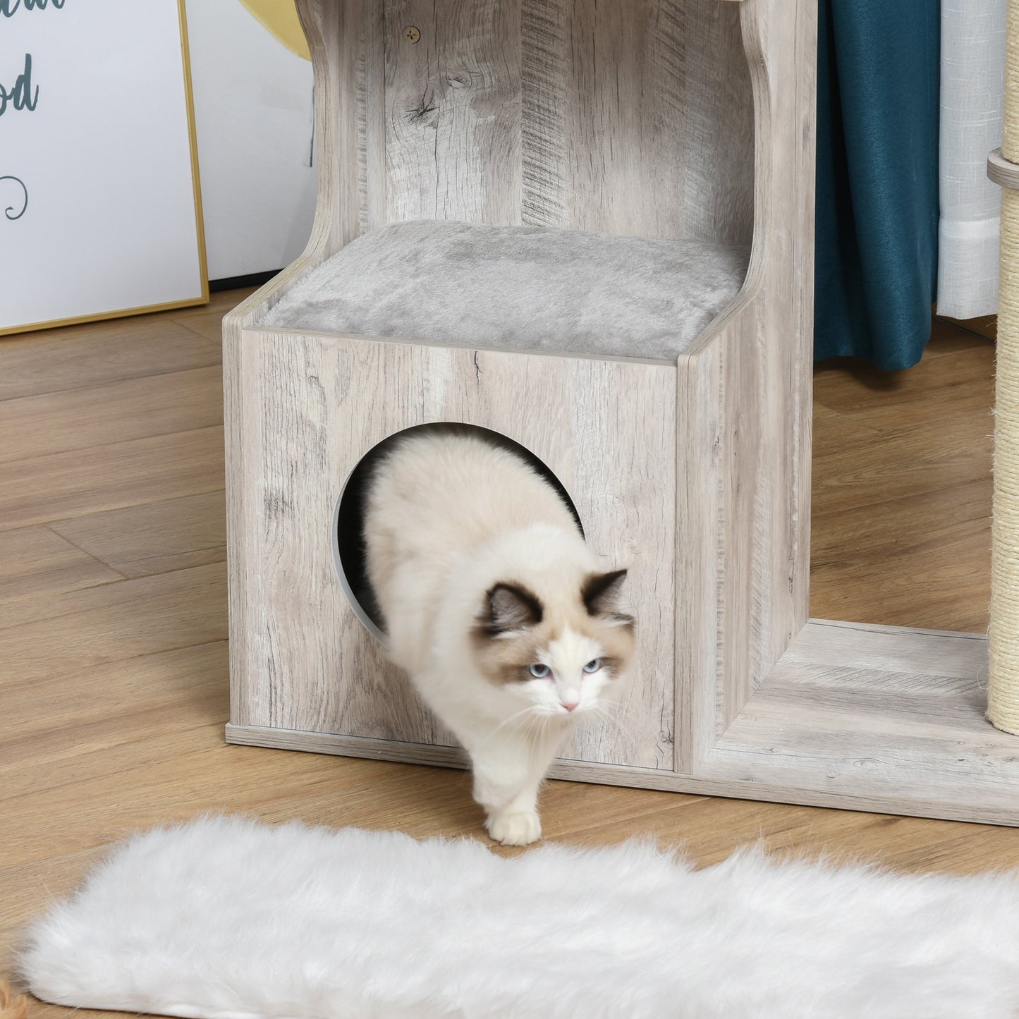 Nancy's Glenwood Springs Krabpaal - Klimboom - Kattengrot - MDF - Grijs - 66 x 38 x 88 cm