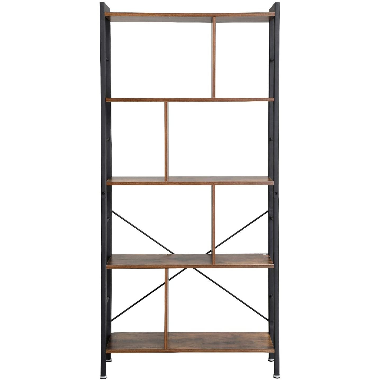 Nancy's Pasco Boekenrek - Boekenkasten - Wandkast - Vintage Bruin / Zwart - ± 75 x 30 x 155 cm