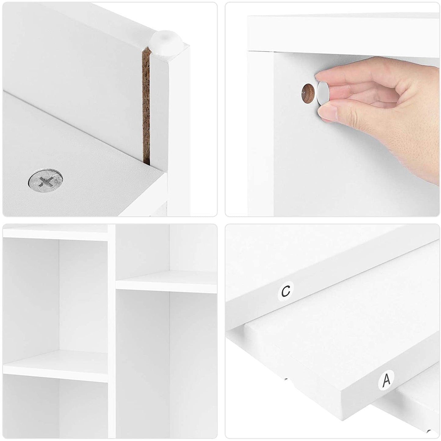 Nancy's Postuno Boekenkast - Wandkast - Vakkenkast - Opbergkast - Wit - ± 50 x 25 x 105 cm