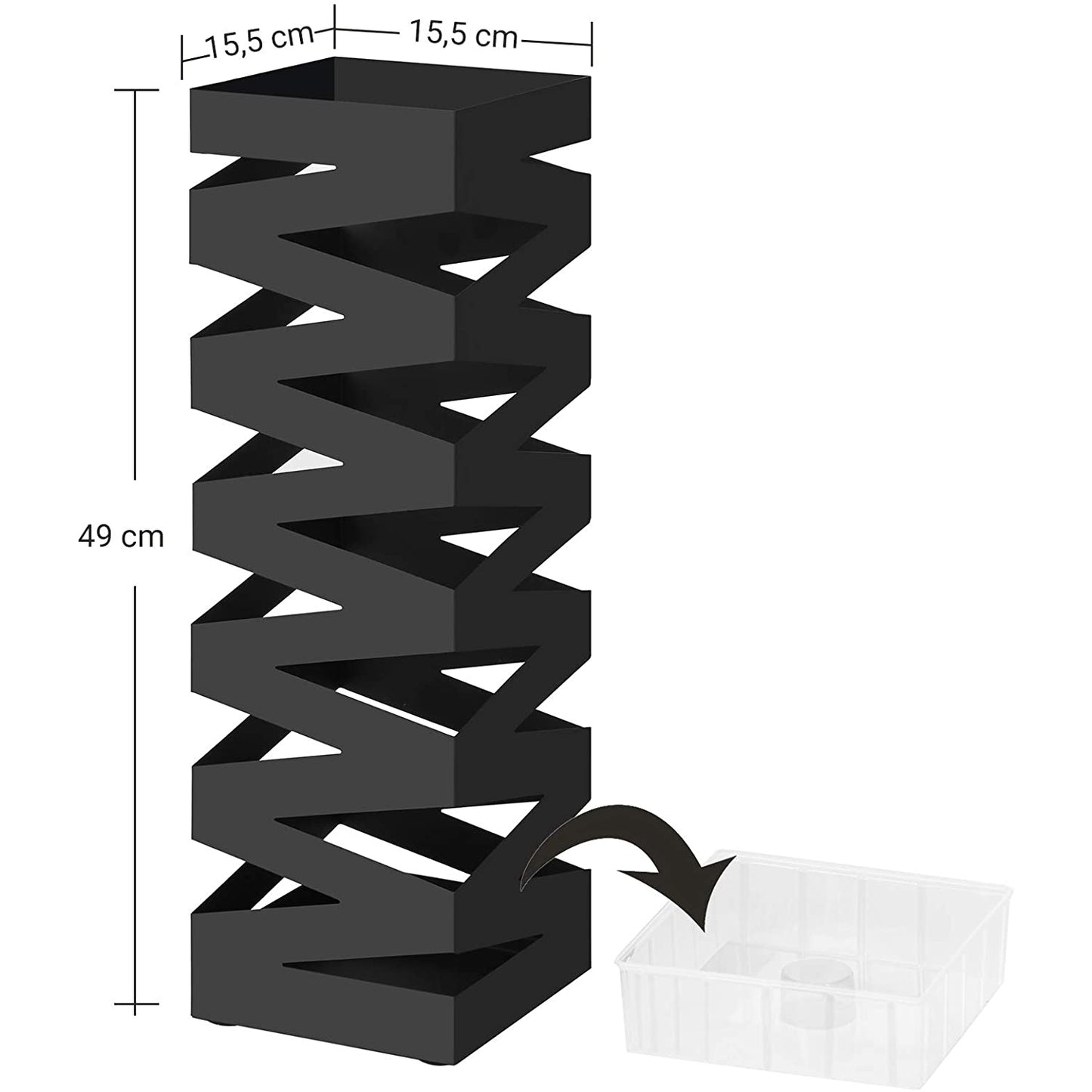 Nancy's Paraplubak Zwart - Metalen Paraplubakken 49 CM Hoog