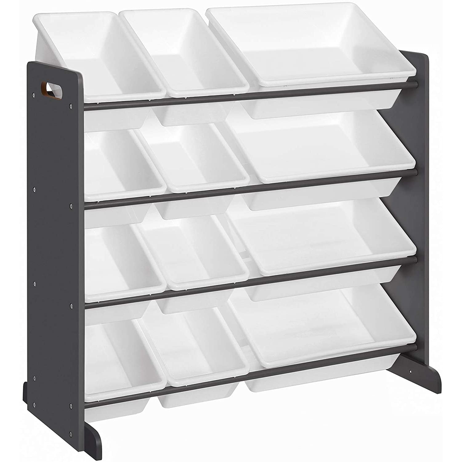 Nancy's Kinderkamerrek - Speelgoed organizer - Opbergrek - Donkergrijs/wit - 86 x 26,5 x 78 cm