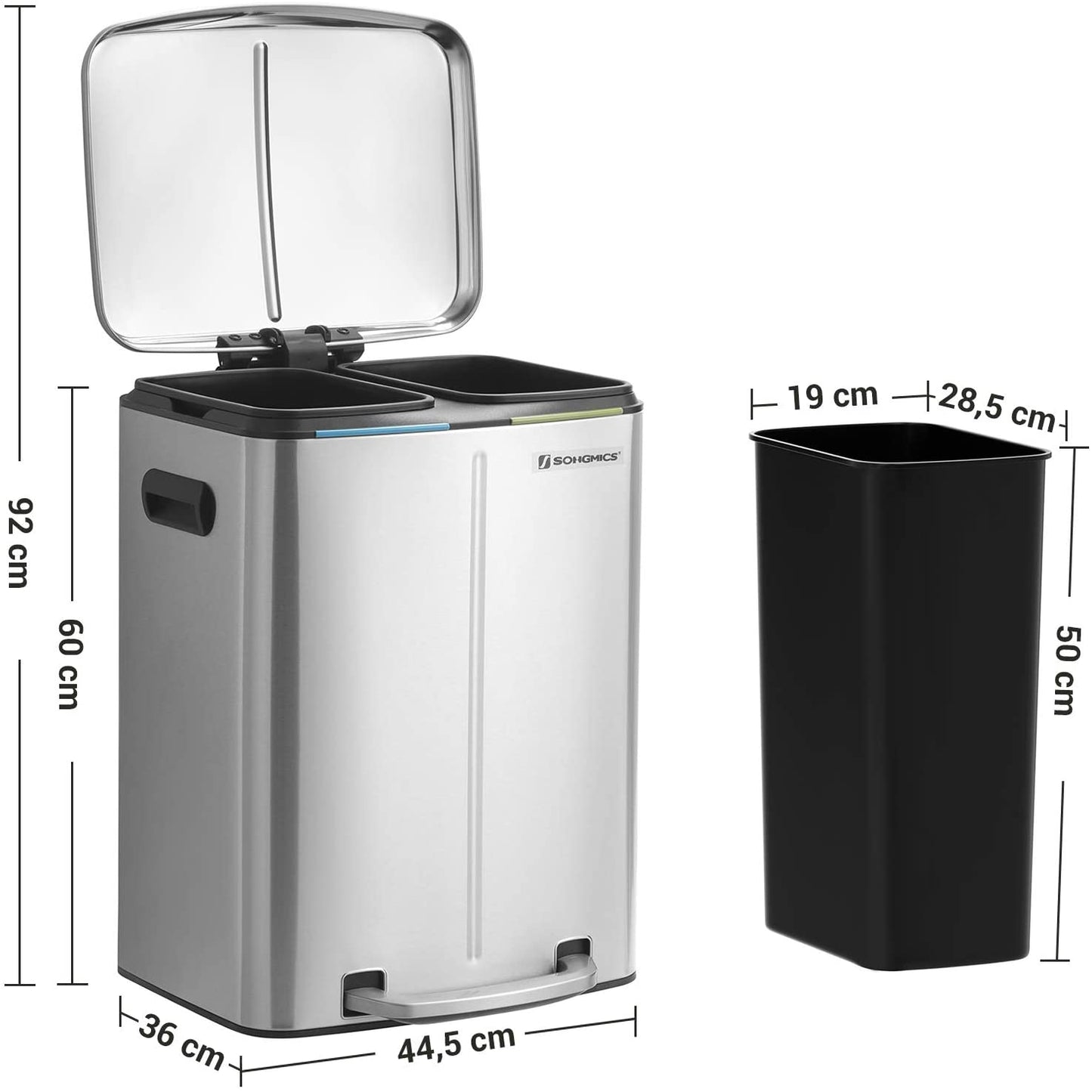 Nancy's Cookville Prullenbak - Afvalscheiding - Pedaalemmer - Afvalemmer - Zilver - 40 Liter