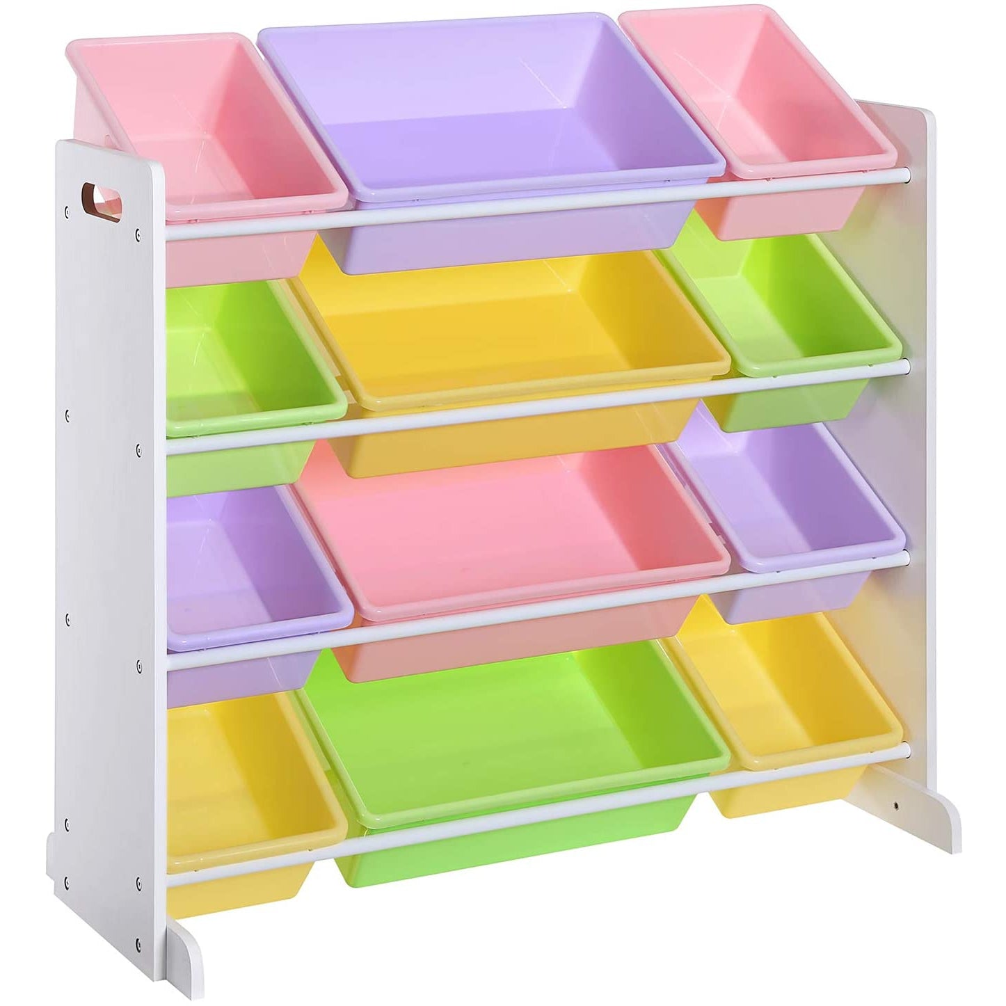 Nancy's Speelgoed organizer - Opbergkast - Kinderkamer kast - Wit Pastelkleur - 86 x 26,5 x 78 cm