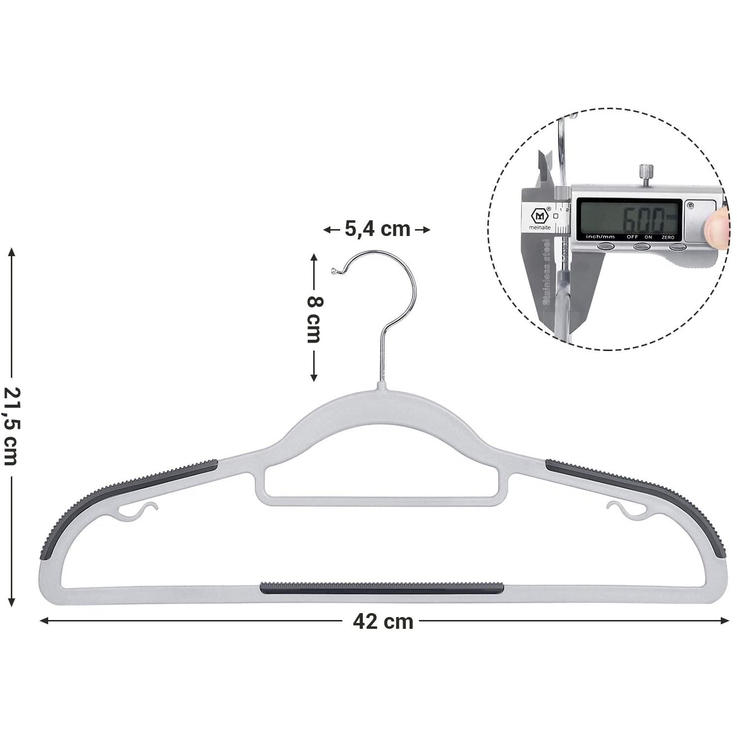 Nancy's Luxe Kledinghangers - Set Van 30 - Kleerhangers - Kunststof - Anti-Slip - Ruimtebesparend - 360° Draaibaar - Grijs