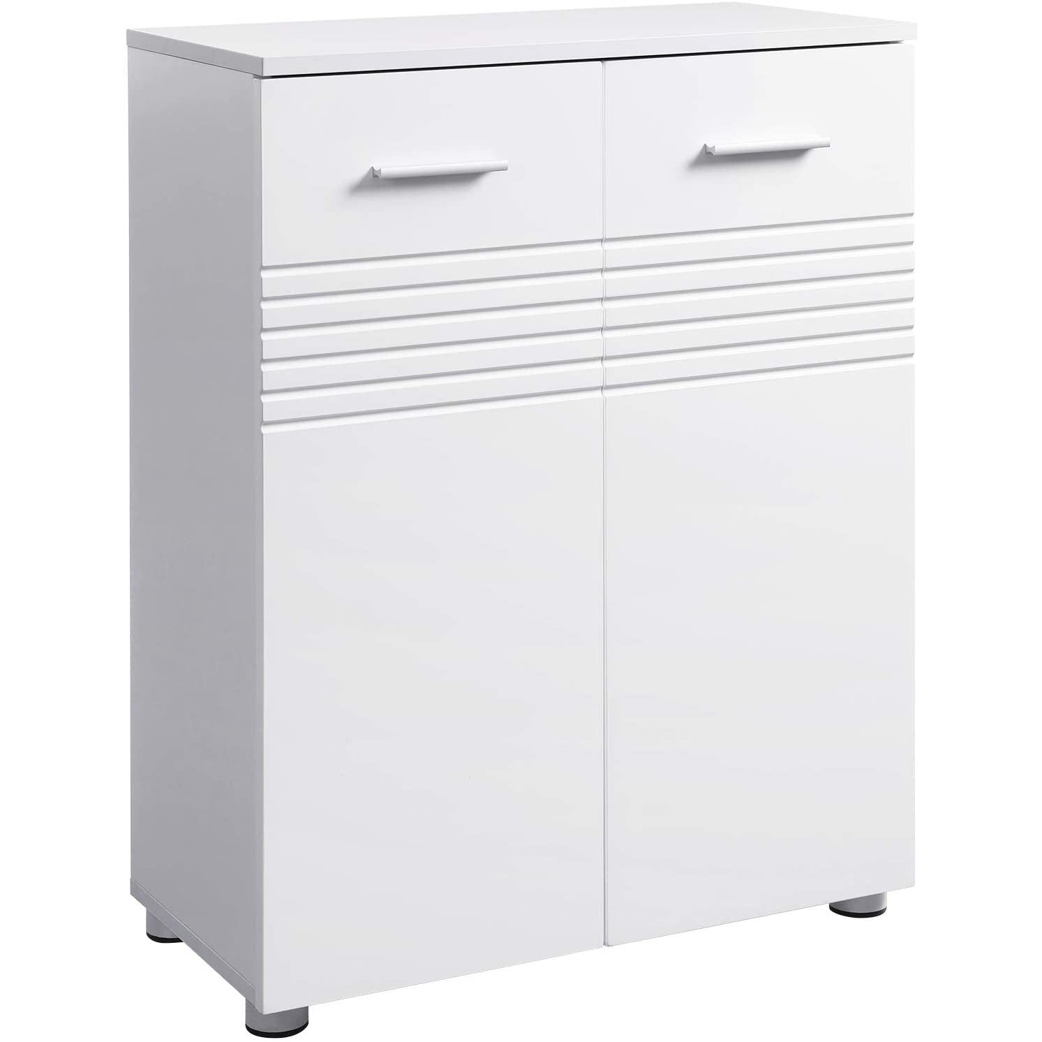Nancy's Alta Badkamerkast - Bijzetkast - Dressoir - Verstelbare Planken - Scharnierdemping - Verstelbare Poten - 60 x 30 x 80 cm - Wit