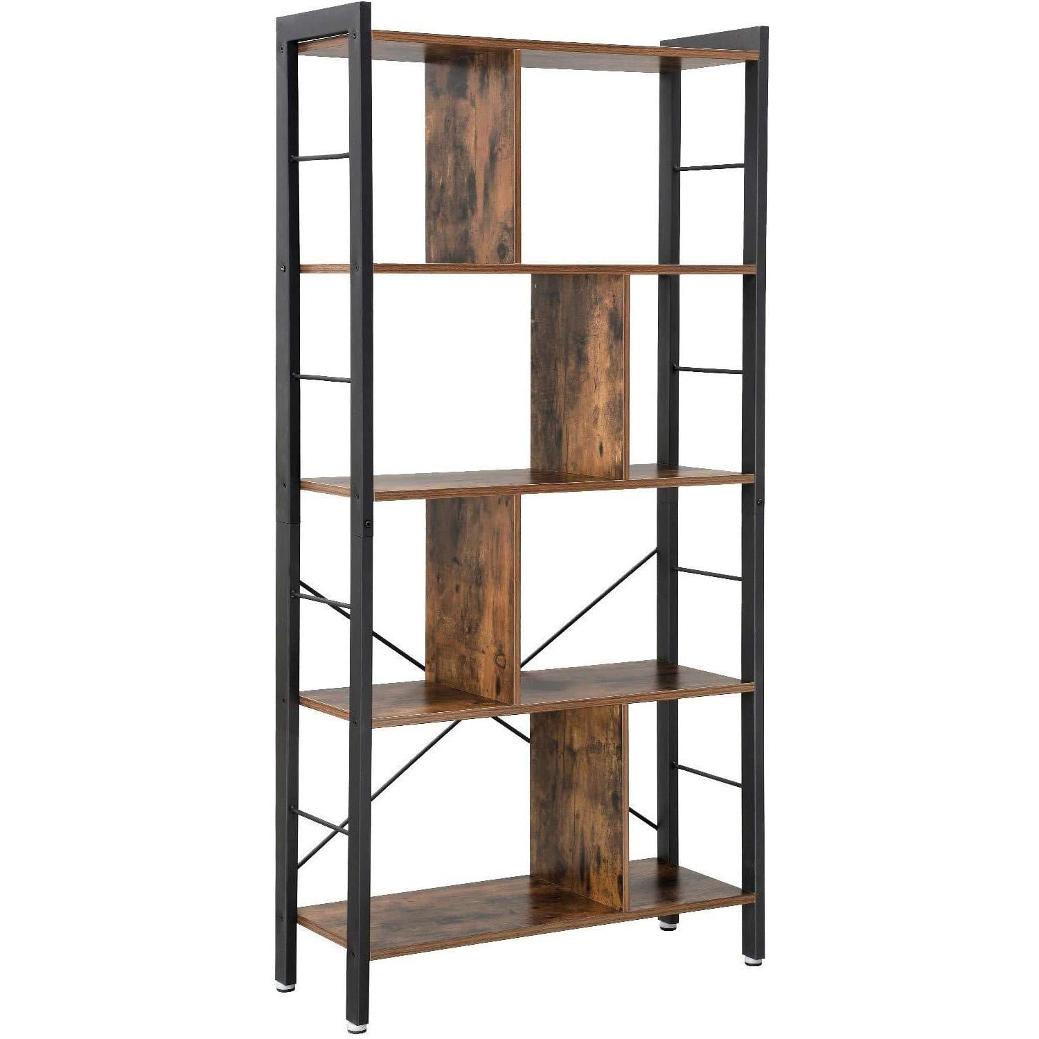 Nancy's Pasco Bookcase - Bookcases - Wall cabinet - Vintage Brown / Black - ± 75 x 30 x 155 cm