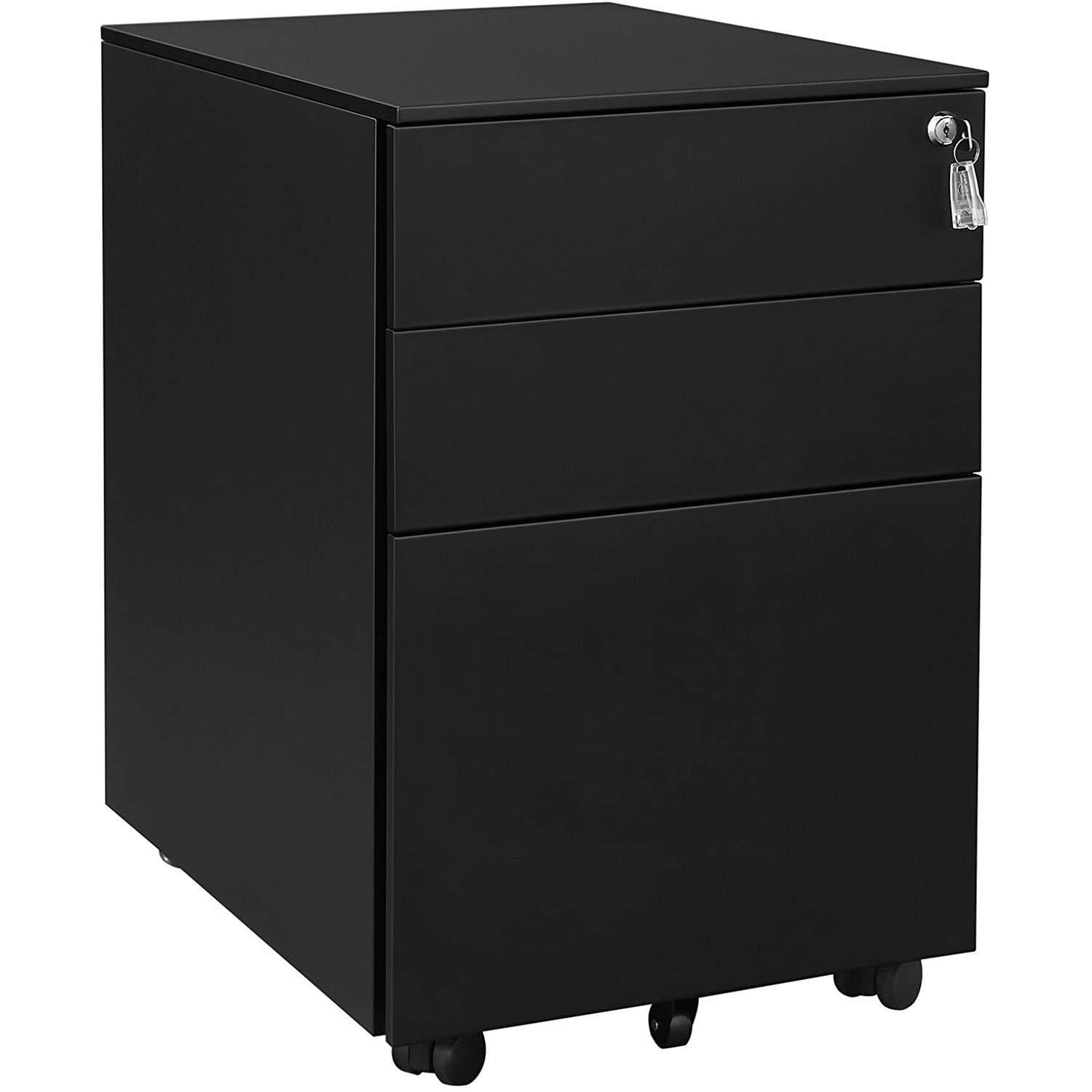 Nancy's Brookdale Caisson à tiroirs - Armoire de bureau - Classeur - Noir - Acier - ± 50 x 40 x 60 cm