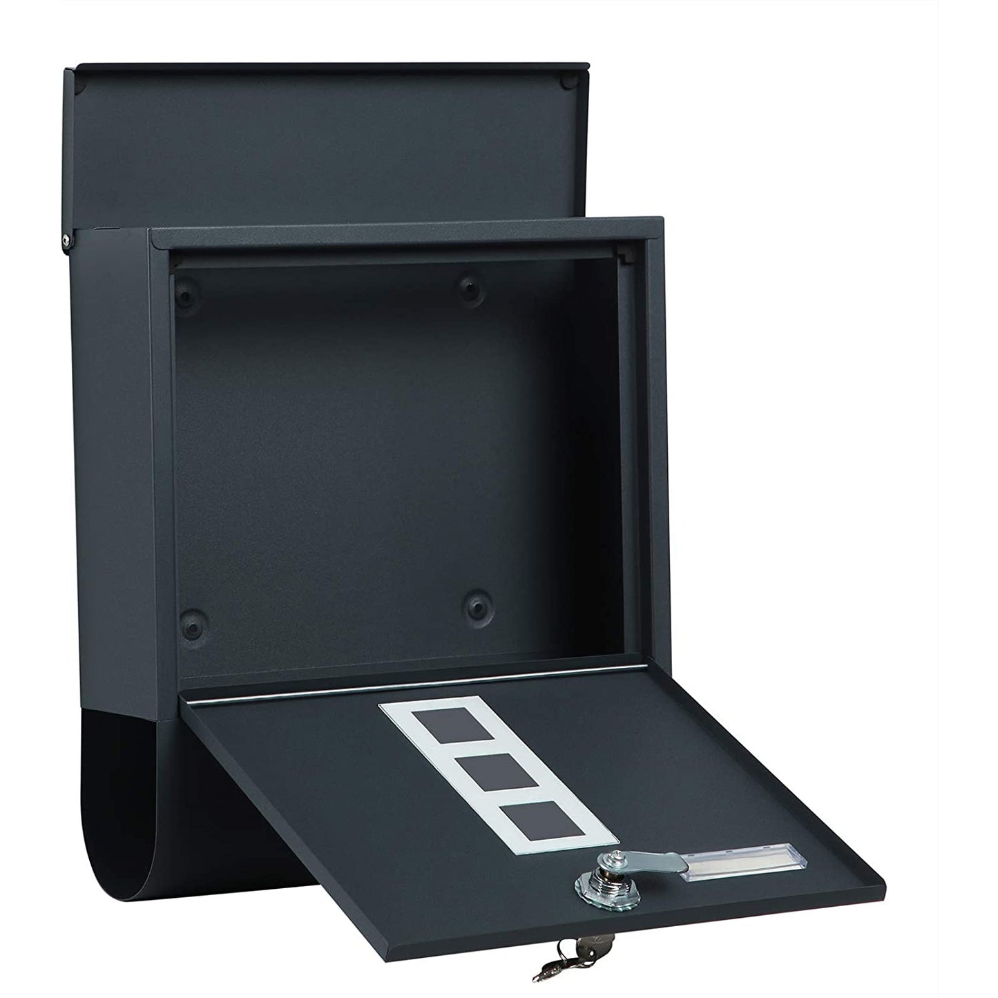 Nancy's Brebeuf Brievenbus - Wandbrievenbus - Slot - Deksel - Krantenvakje - Naamplaathouder - Afsluitbaar - Antraciet - 30,5 x 9,5 x 33,3 cm