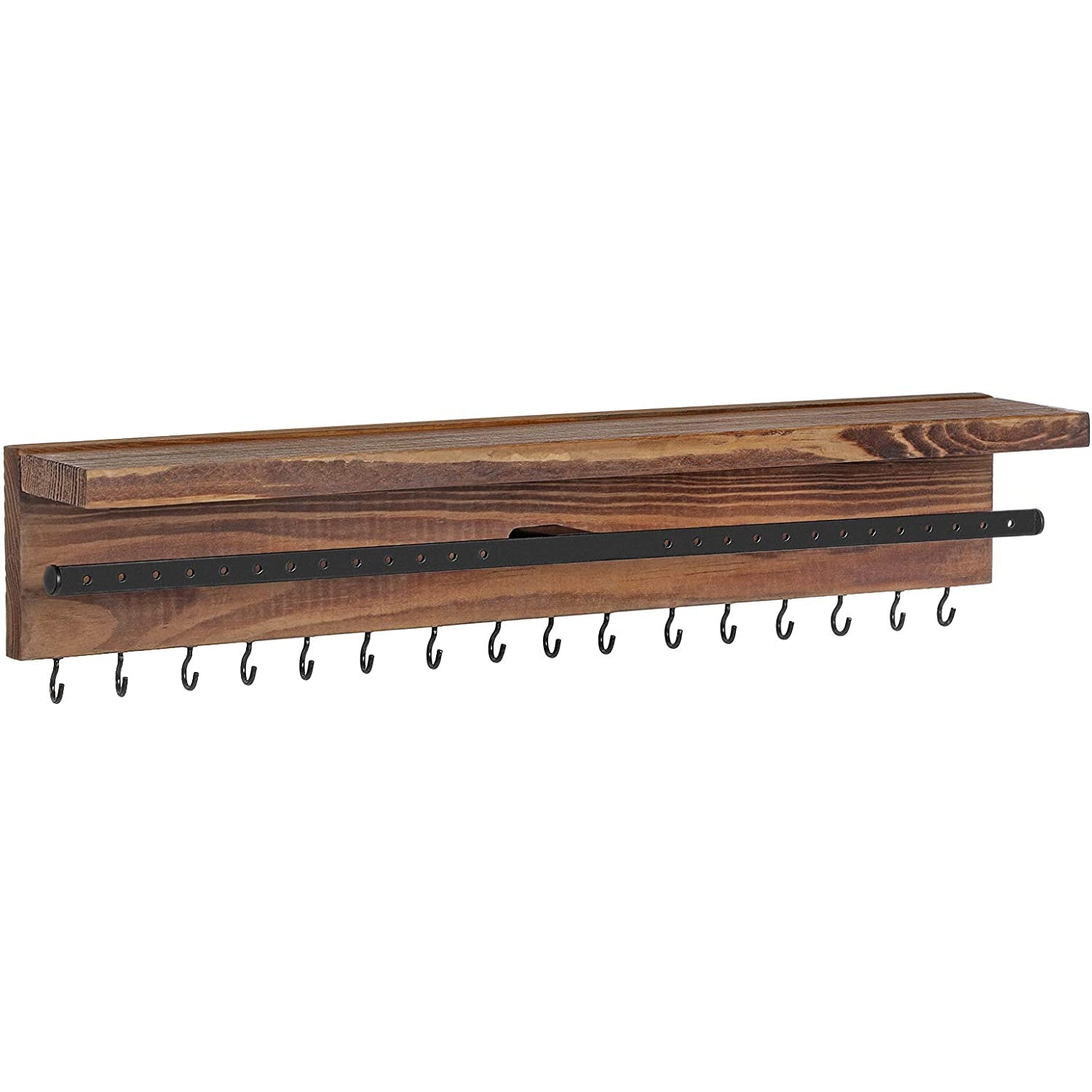 Nancy's Foxmead Sieradendisplay - Sieradenorganisator - Wandmontage - Haken - Bruin - Dennenhout - Ijzer - 40 x 7,5 x 7,5 cm