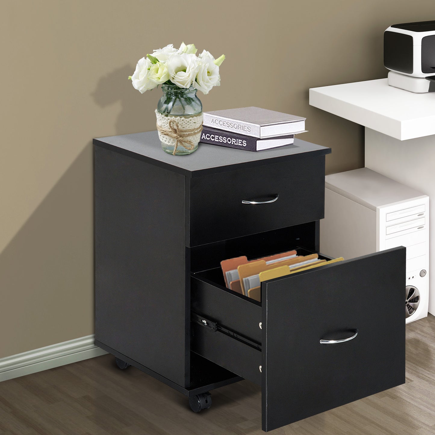 Nancy's Santa Clarita Archiefkast - Ladeblok - Metaal - 2 Lades - Zwart