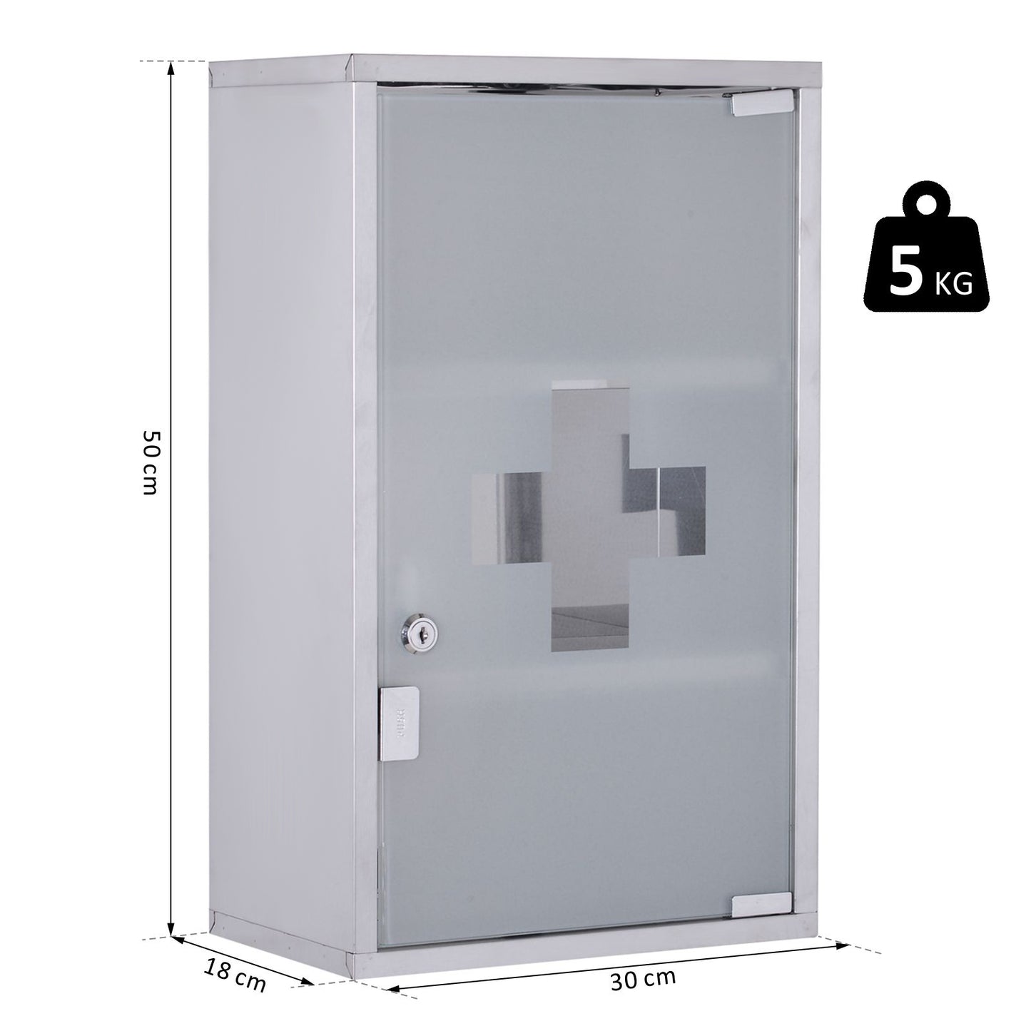 Nancy's Gemunde Medicijnkastje - Badkamerkastje - Apothekerskast - RVS / Glas - ± 30 x 20 x 50 cm