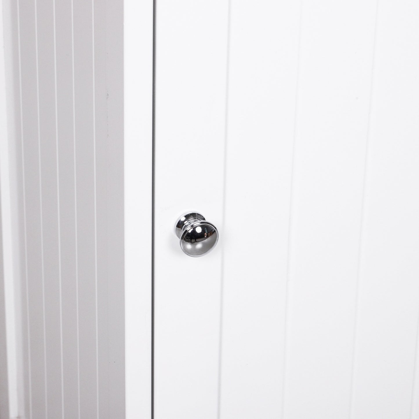 Nancy's Portsmouth Badkamerkast - Dressoir - Badkamermeubel - Staande Kast - Hoge Kast - 3 Planken - 1 Deur - 40 x 38 x 160 cm - Hout - Wit